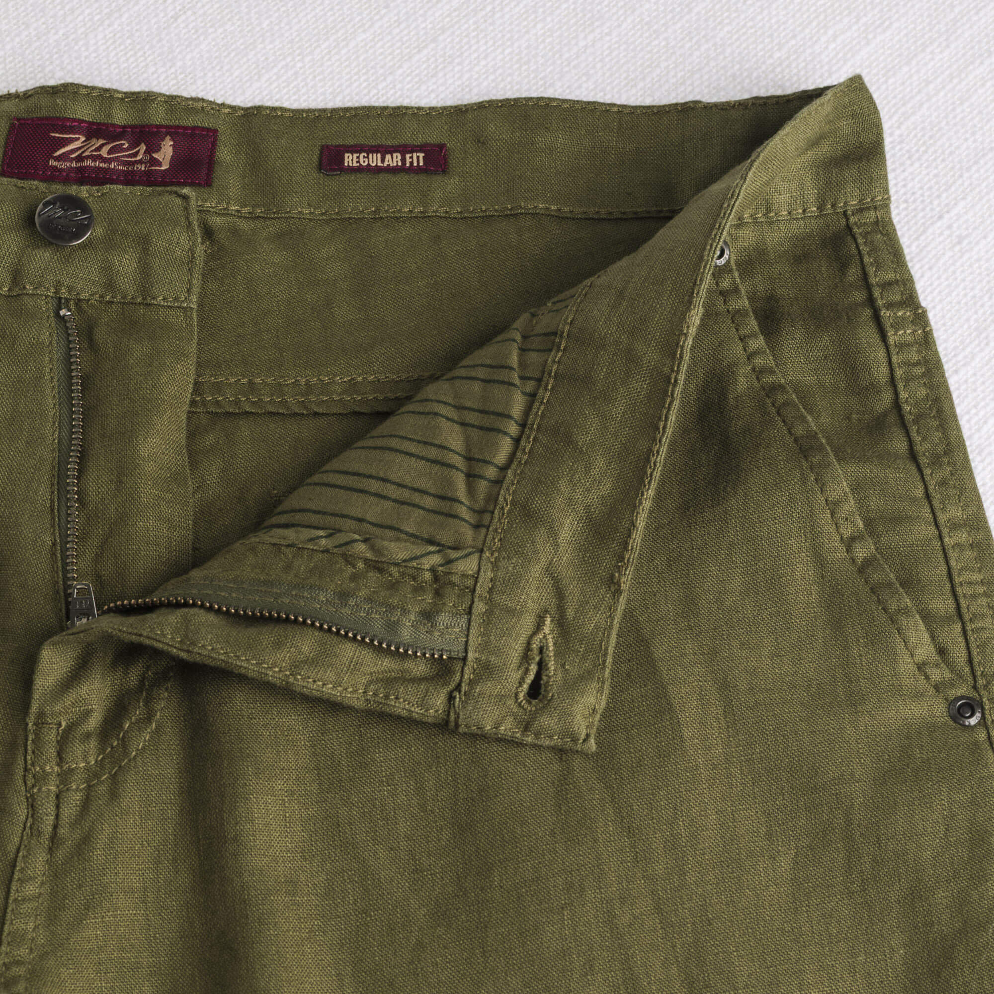 Pantalone 5 tasche in lino - Dark Olive - Image 4
