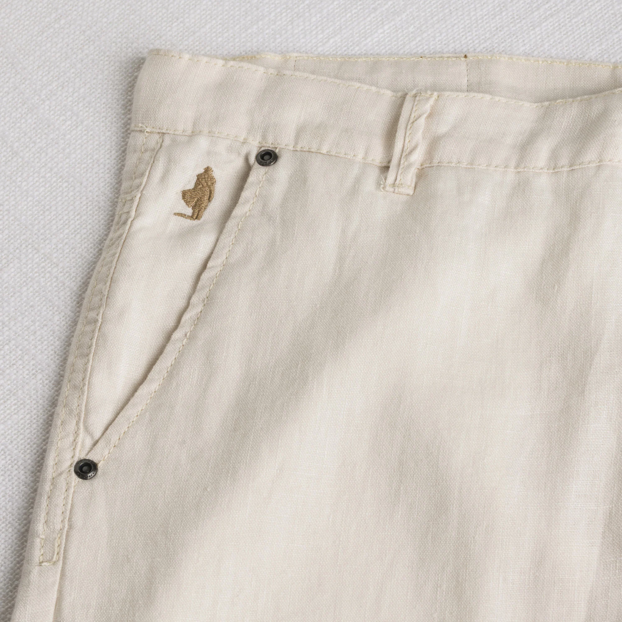 Pantalone 5 tasche in lino - Milk - Image 3