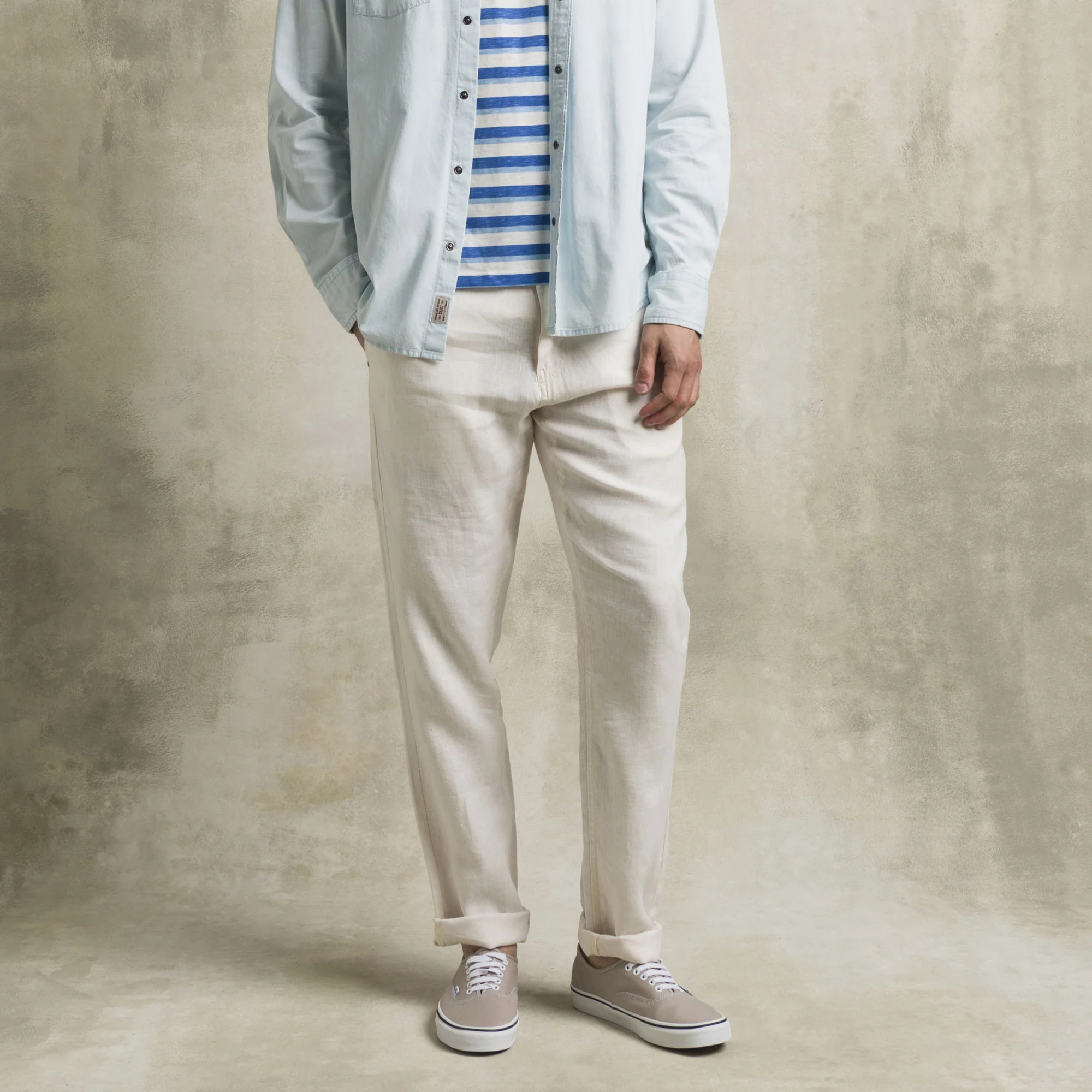 Pantalone 5 tasche in lino - Milk - Image 6