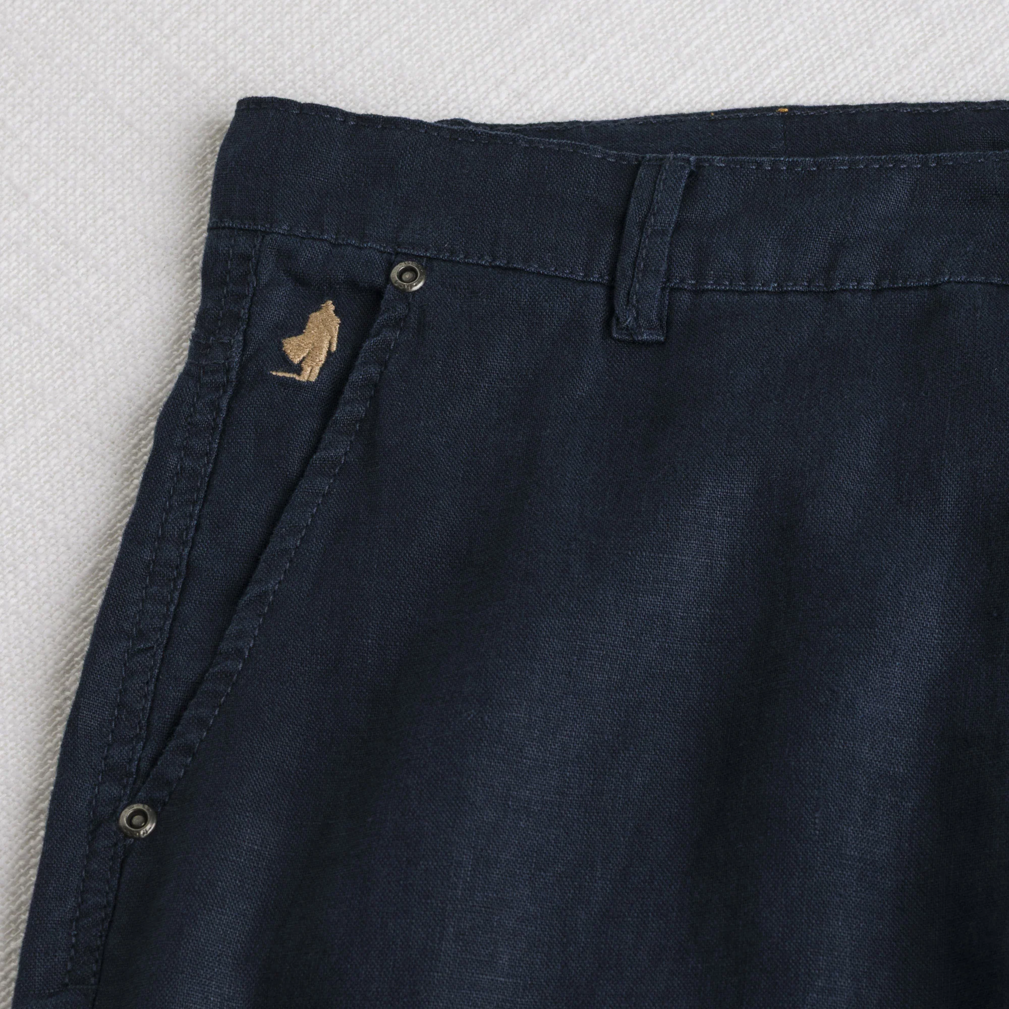 Pantalone 5 tasche in lino - Navy Blue - Image 3