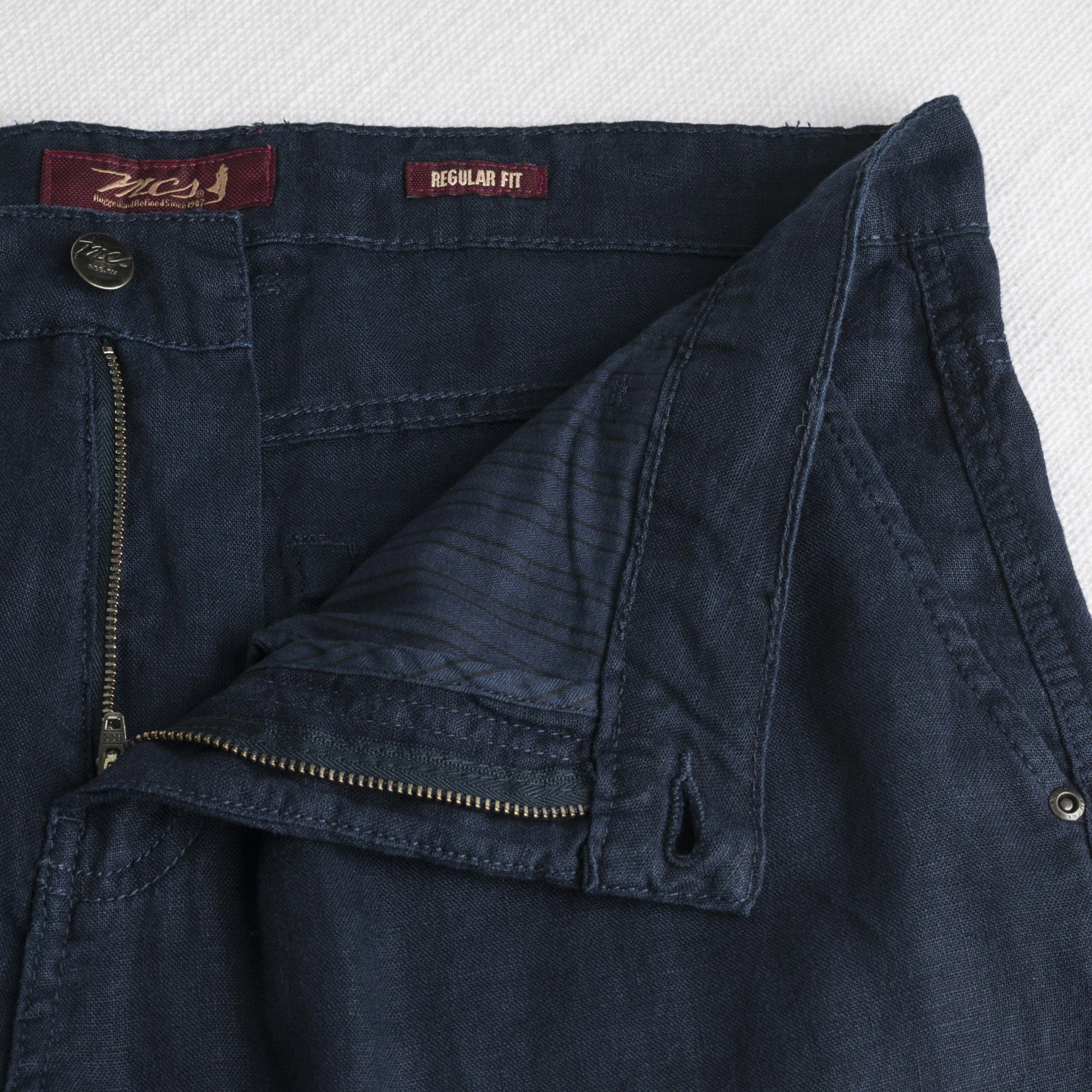 Pantalone 5 tasche in lino - Navy Blue - Image 4
