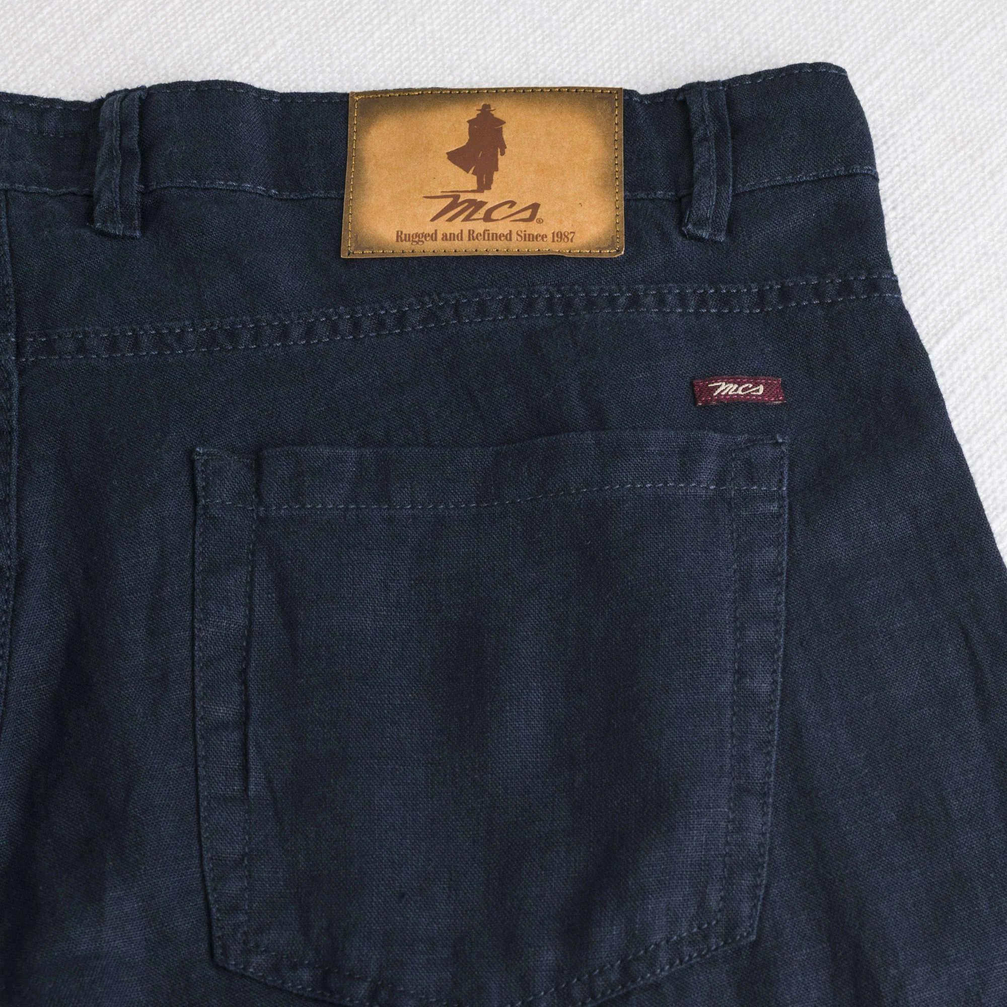 Pantalone 5 tasche in lino - Navy Blue - Image 5