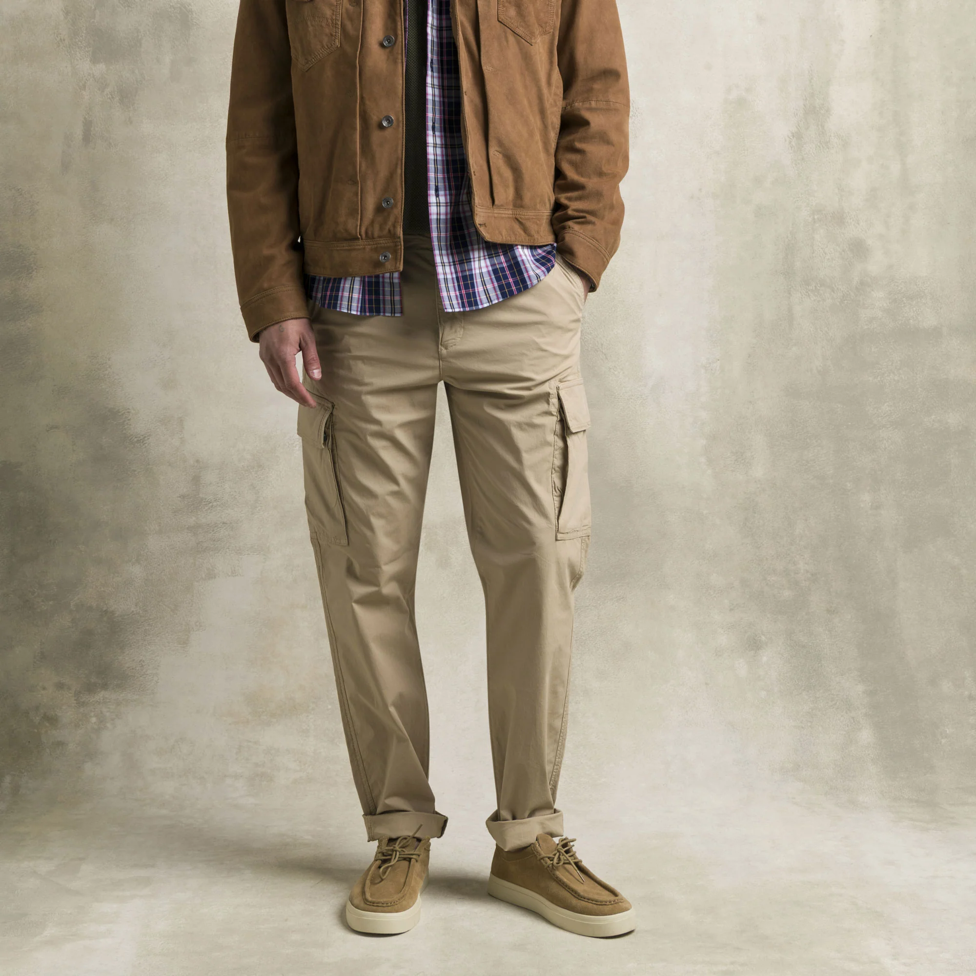 Pantalone cargo in popeline stretch - Khaky - Image 7
