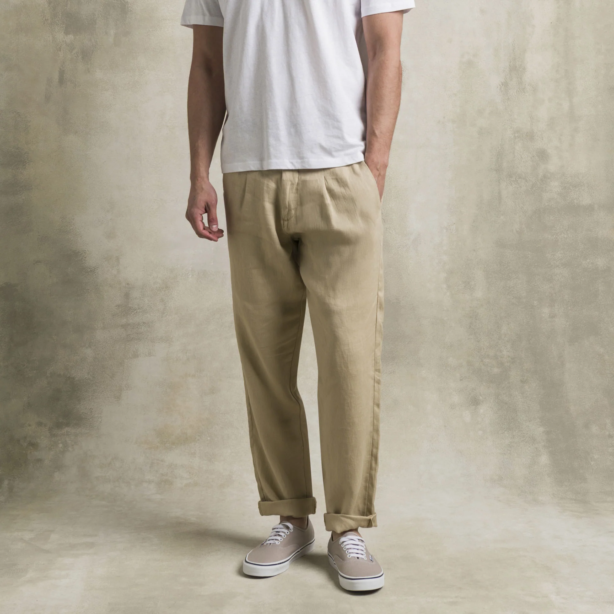 Pantalone chino in lino - Khaky - Image 6
