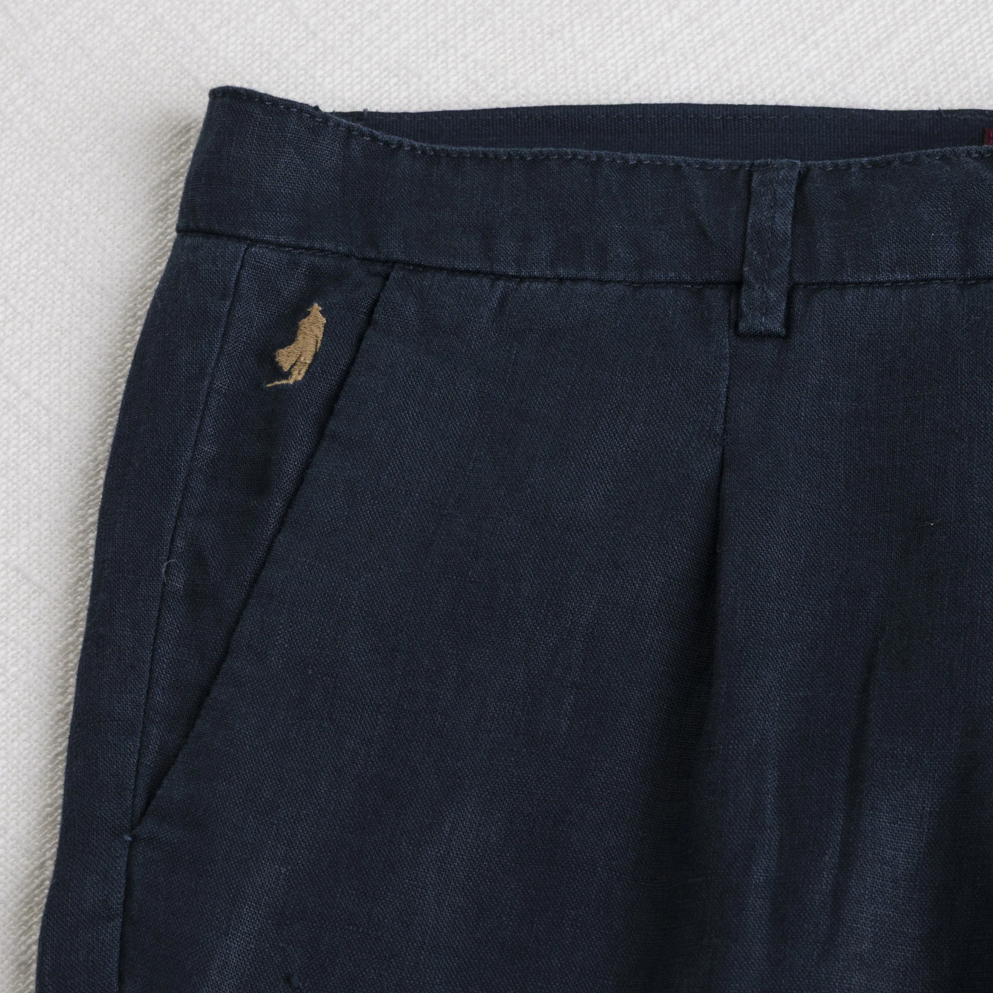 Pantalone chino in lino - Navy Blue - Image 3