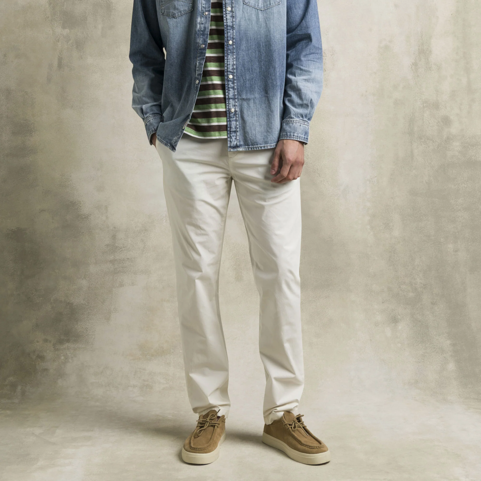 Pantalone chino in popeline stretch - Blanc De Blanc - Image 6