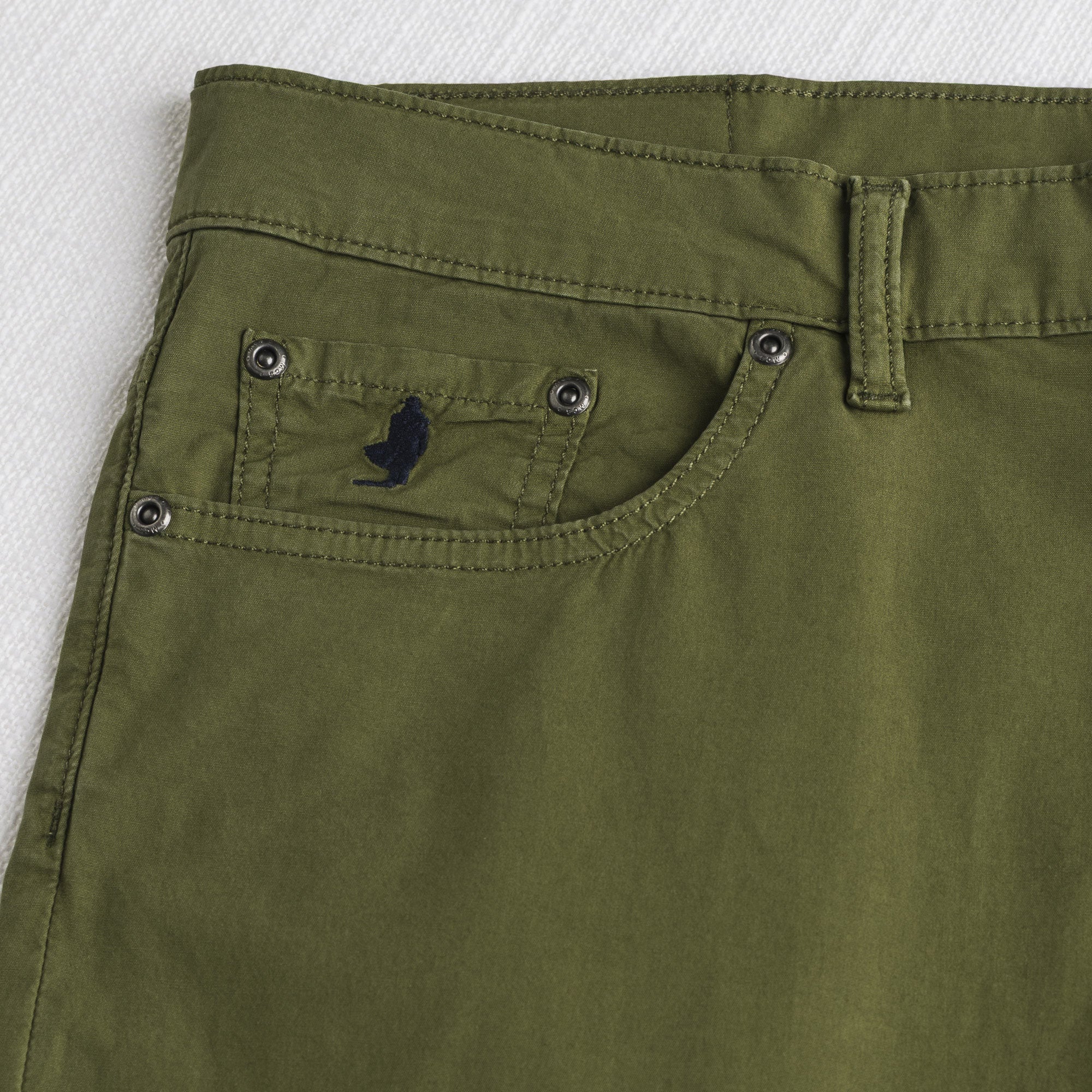 Pantaloni 5 tasche casual in popeline stretch - Dark Olive - Image 3