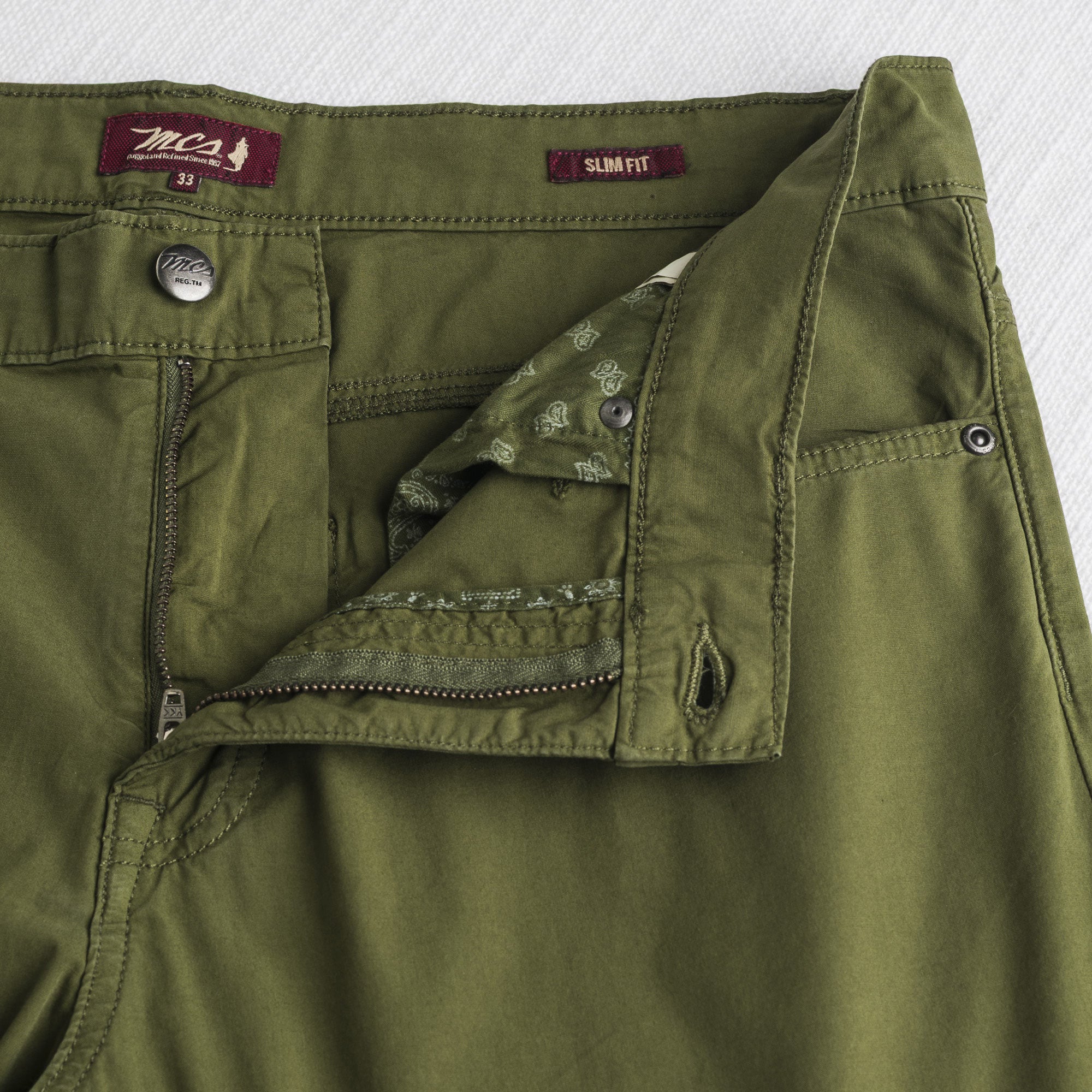 Pantaloni 5 tasche casual in popeline stretch - Dark Olive - Image 4
