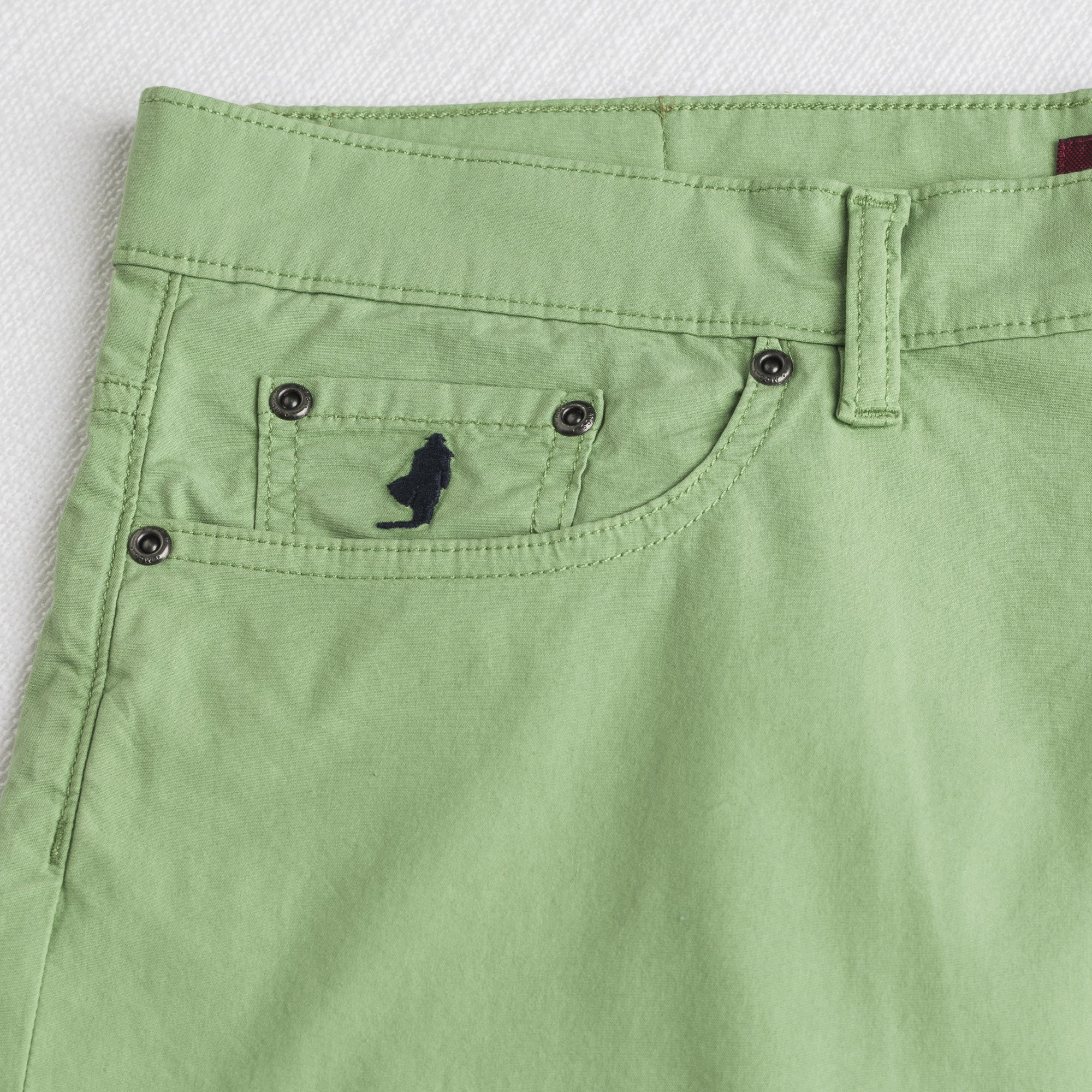 Pantaloni 5 tasche casual in popeline stretch - Light Green - Image 3