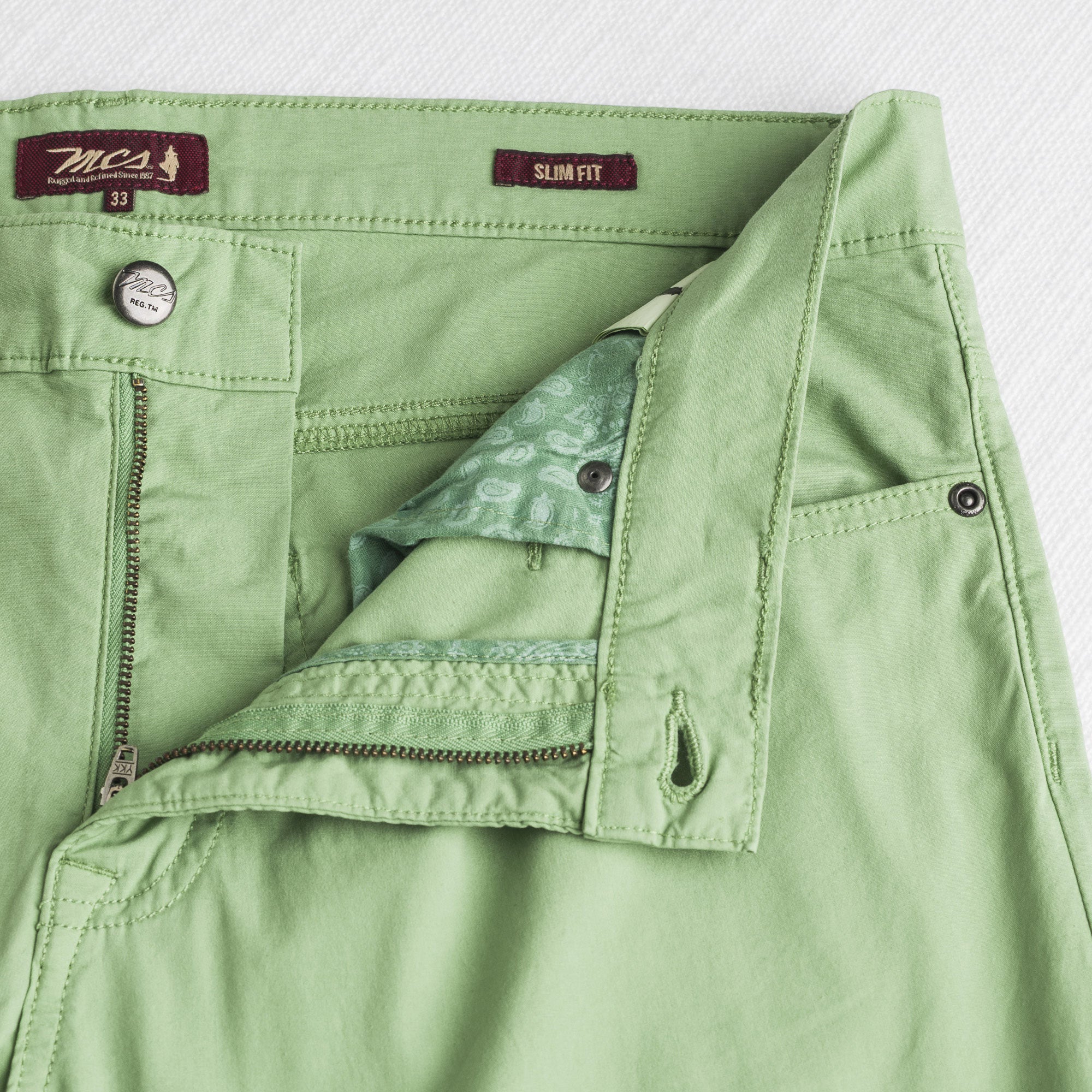 Pantaloni 5 tasche casual in popeline stretch - Light Green - Image 4