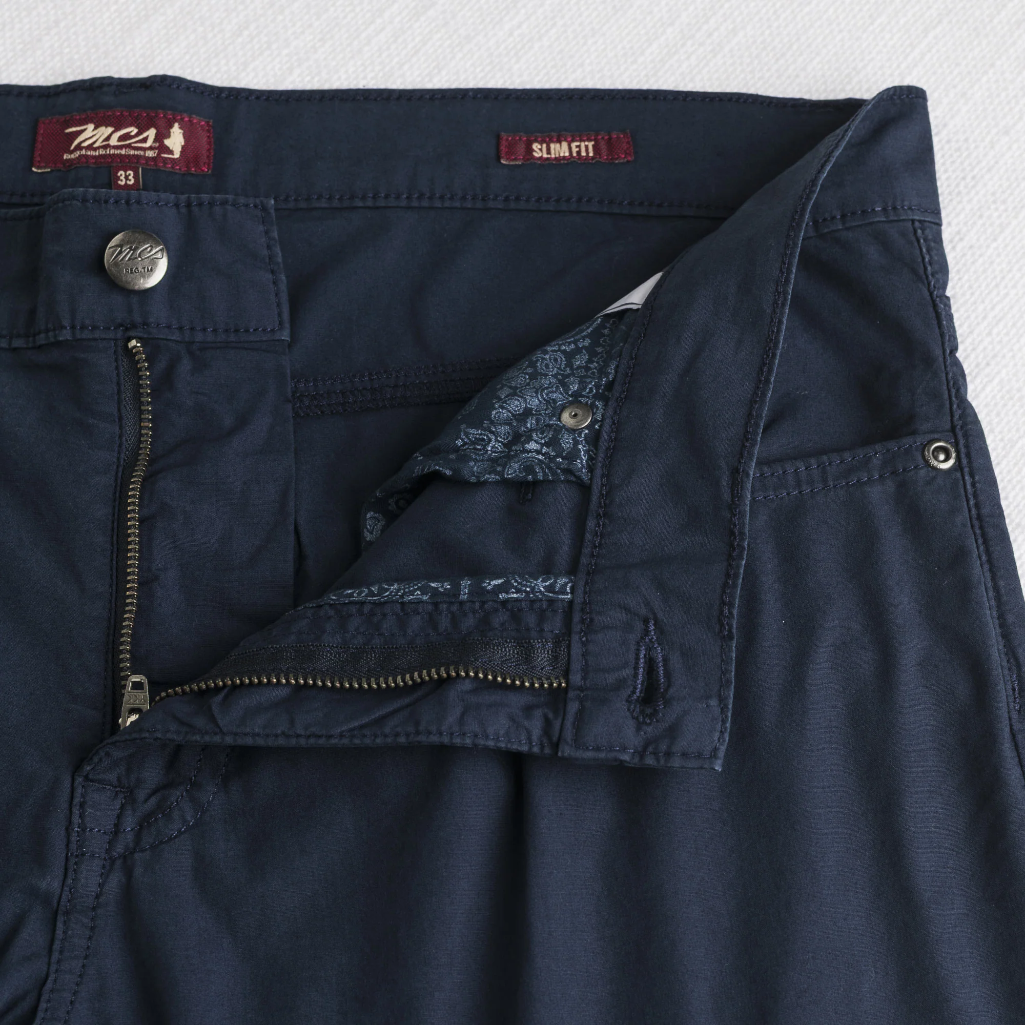 Pantaloni 5 tasche casual in popeline stretch - Navy Blue - Image 4