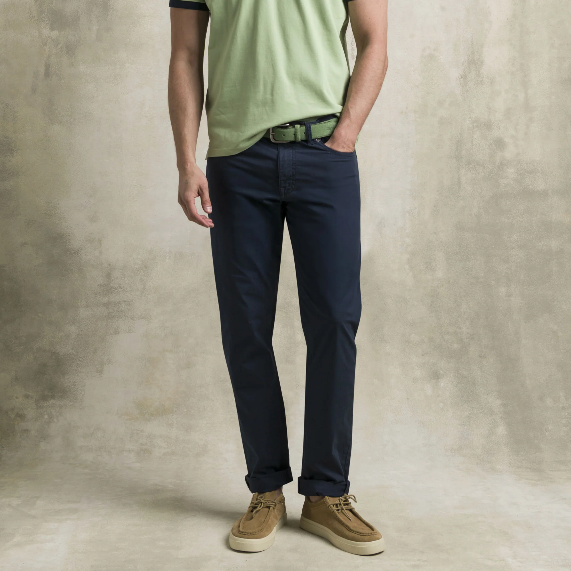 Pantaloni 5 tasche casual in popeline stretch - Navy Blue - Image 6