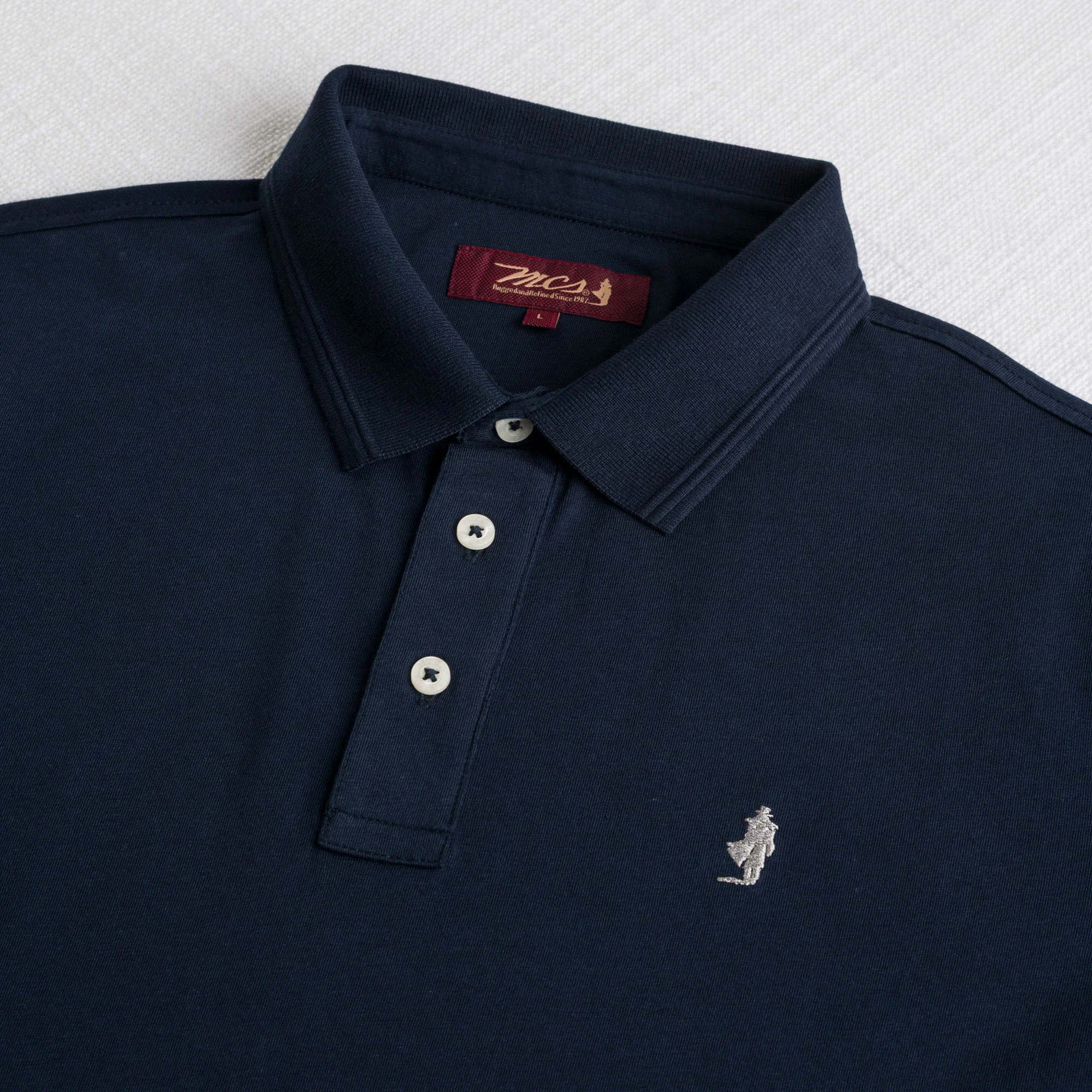 Polo 100% cotone jersey compact - Navy Blue - Image 3