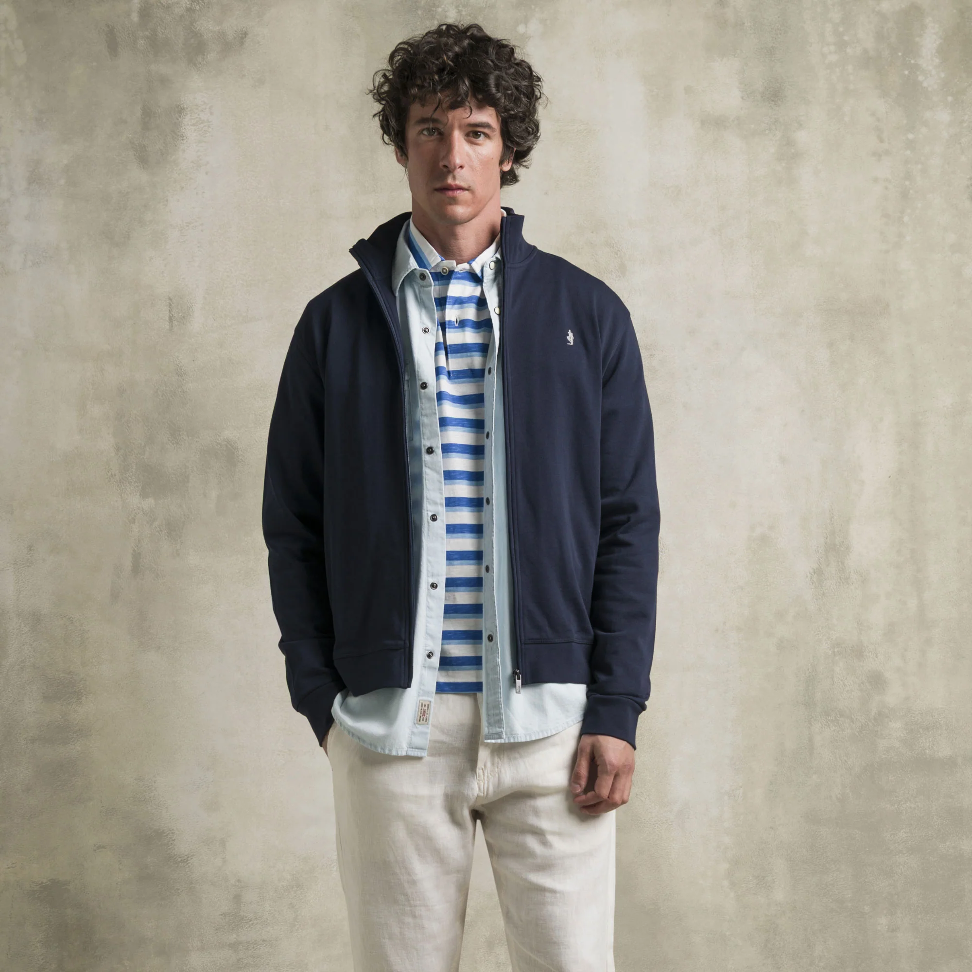 Felpa 100% cotone full zip - Navy Blue - Image 5