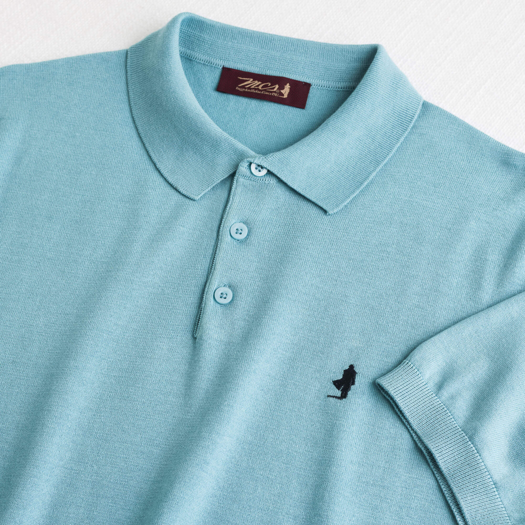 Polo 100% cotone in maglia - Sky Blue - Image 3