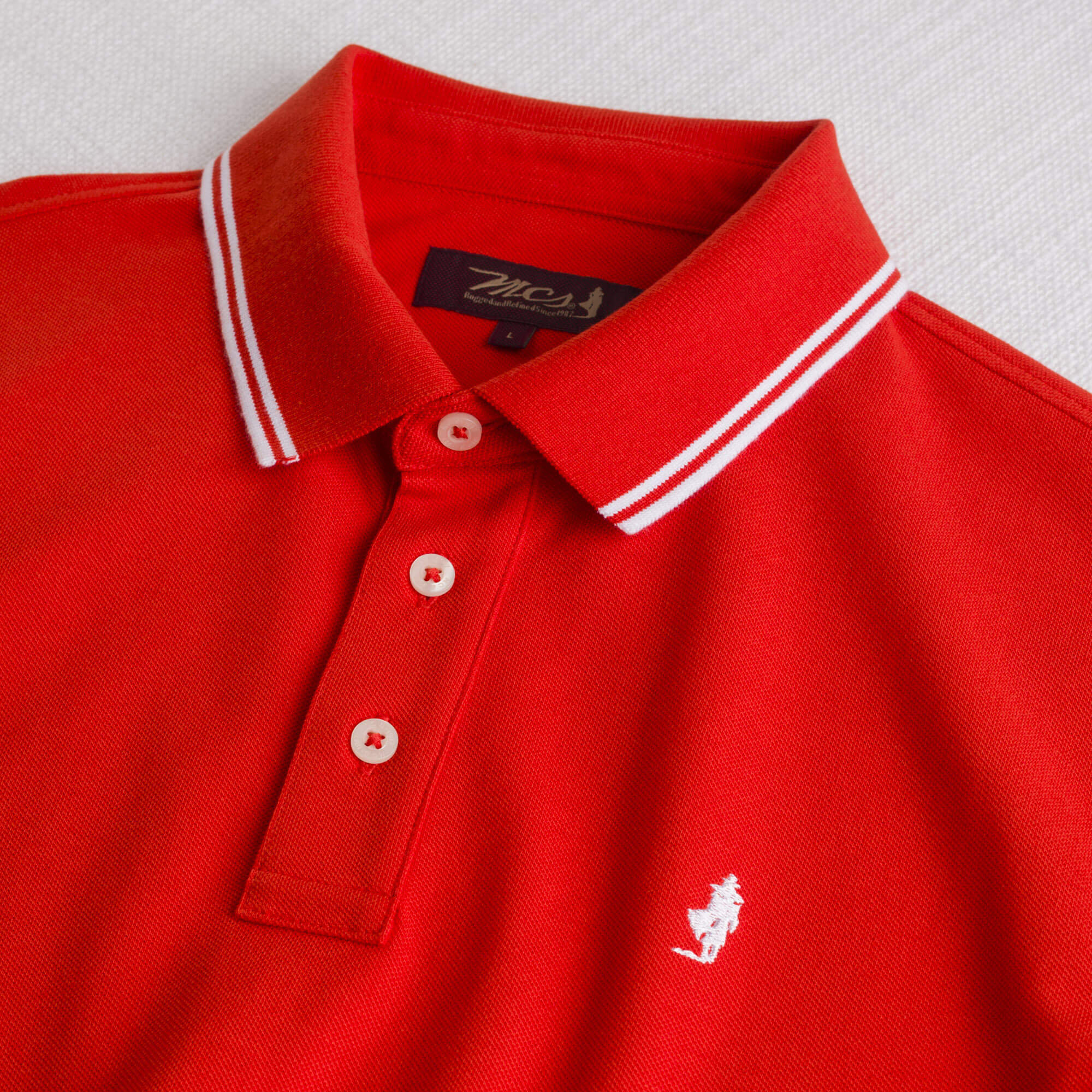Polo 100% cotone piquet con dettagli a righe - Spice Orange - Image 3