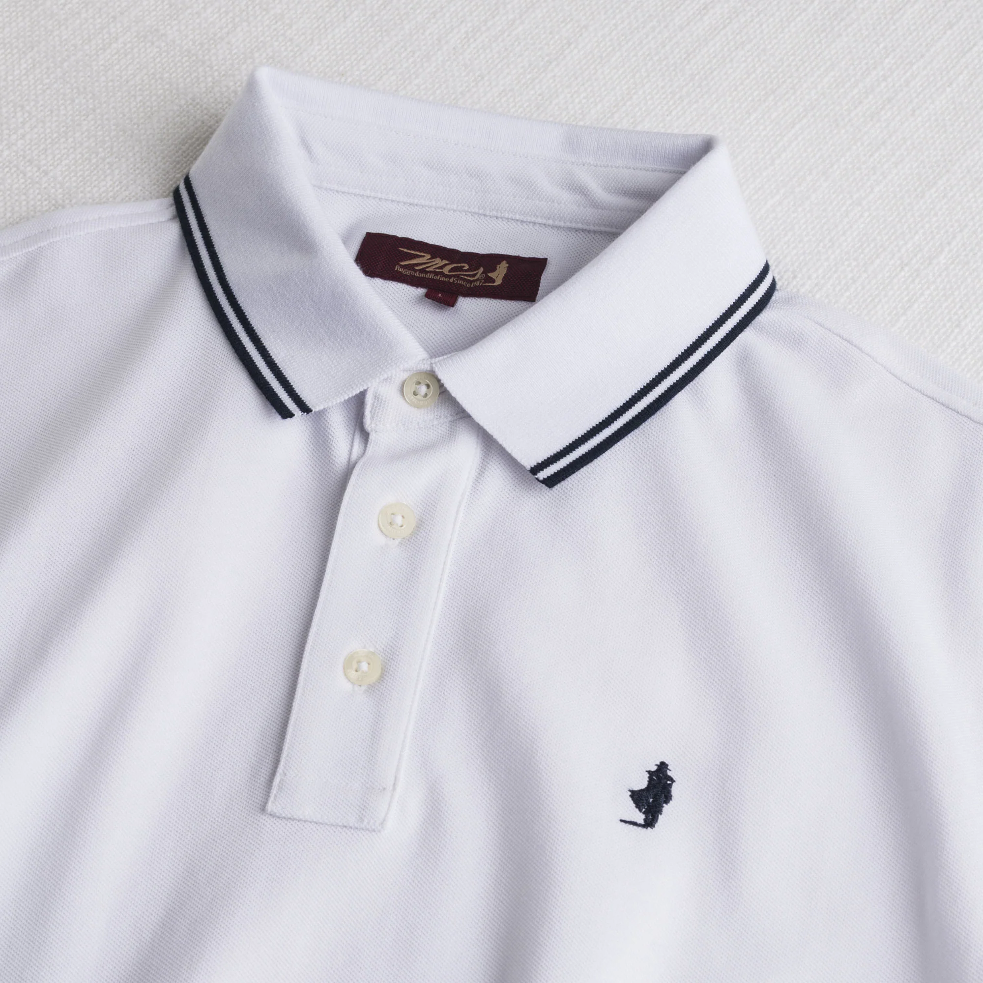 Polo 100% cotone piquet con dettagli a righe - White - Image 3