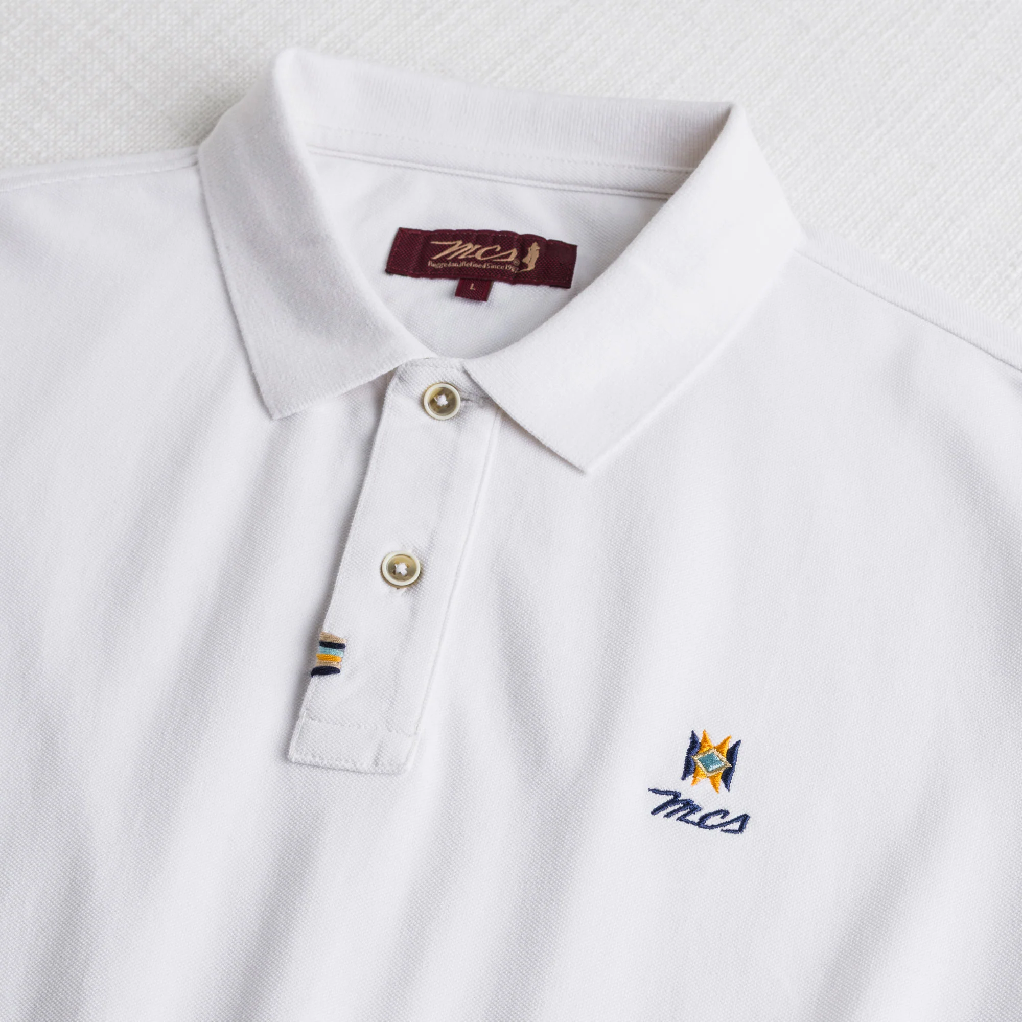Polo 100% cotone piquet con ricami folk - White - Image 3