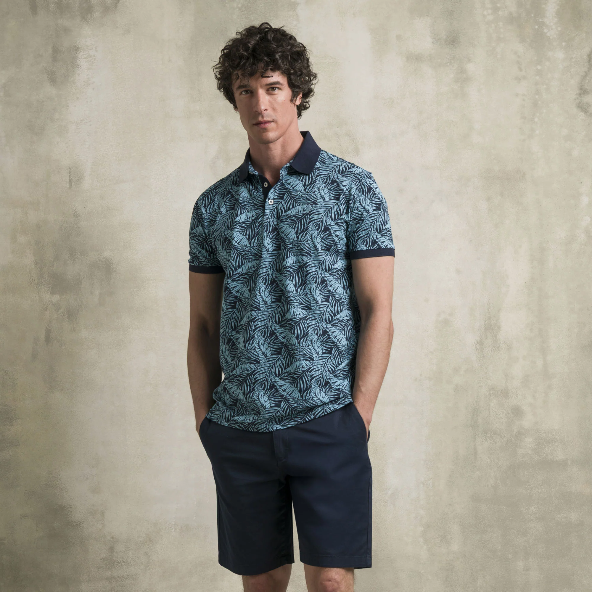 Polo 100% cotone piquet stampata - Blue Floral - Image 4
