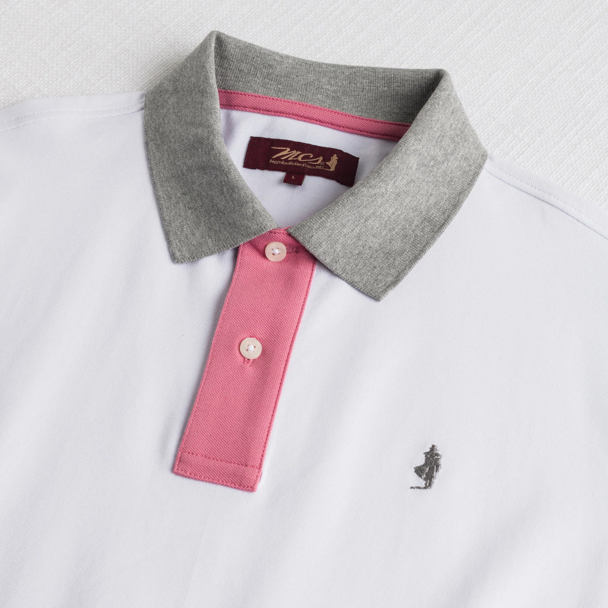 Polo cotone piquet stretch color block - White - Image 3