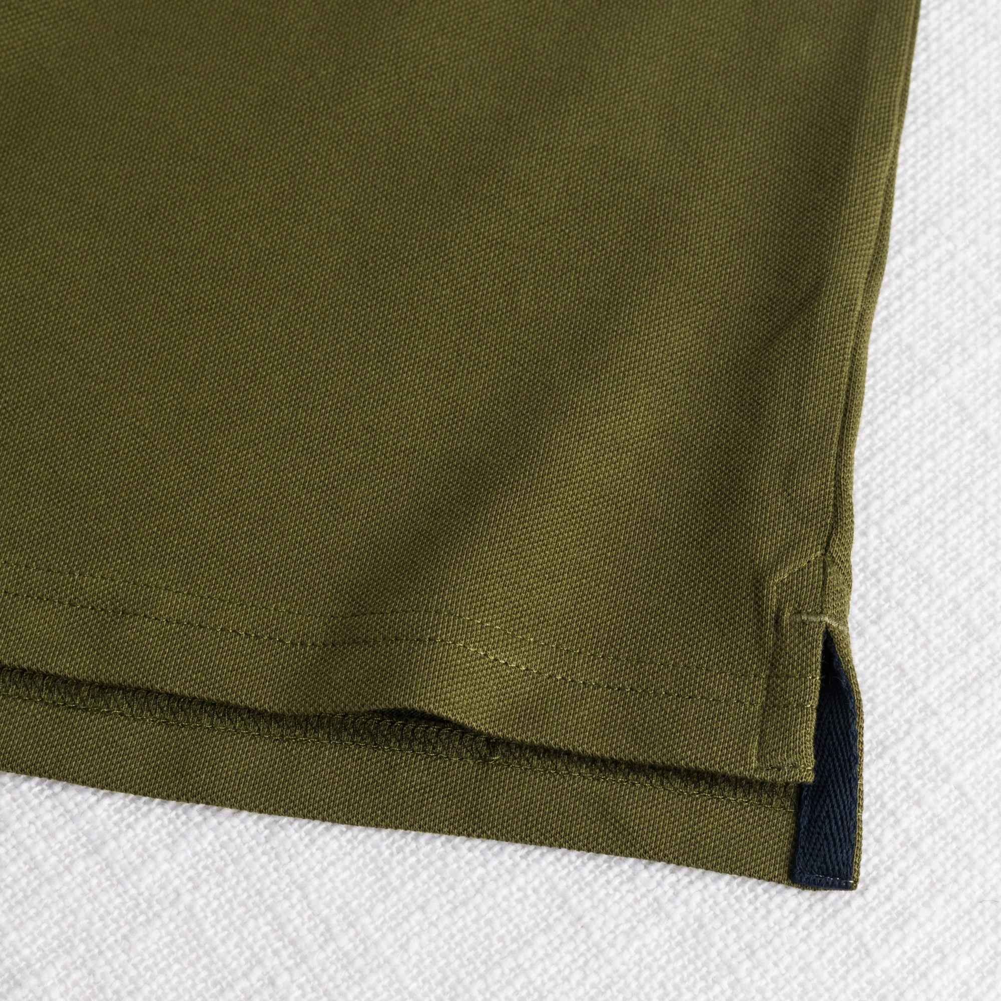 Polo cotone piquet stretch con righe bicolore - Dark Olive - Image 4