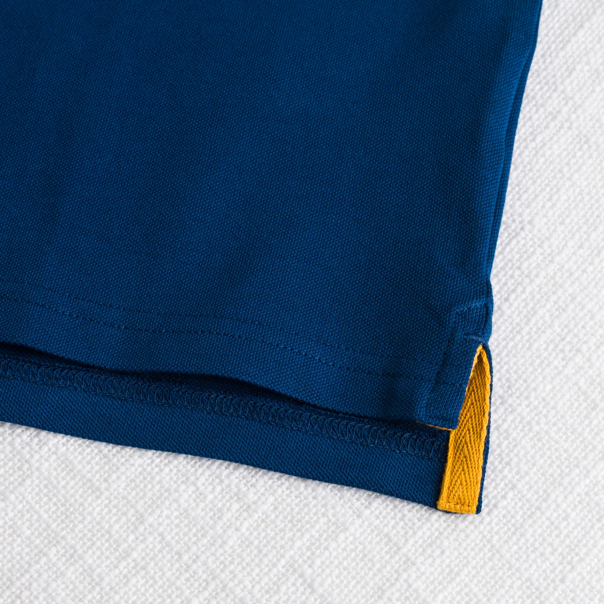 Polo cotone piquet stretch con righe bicolore - Deep Blue - Image 4