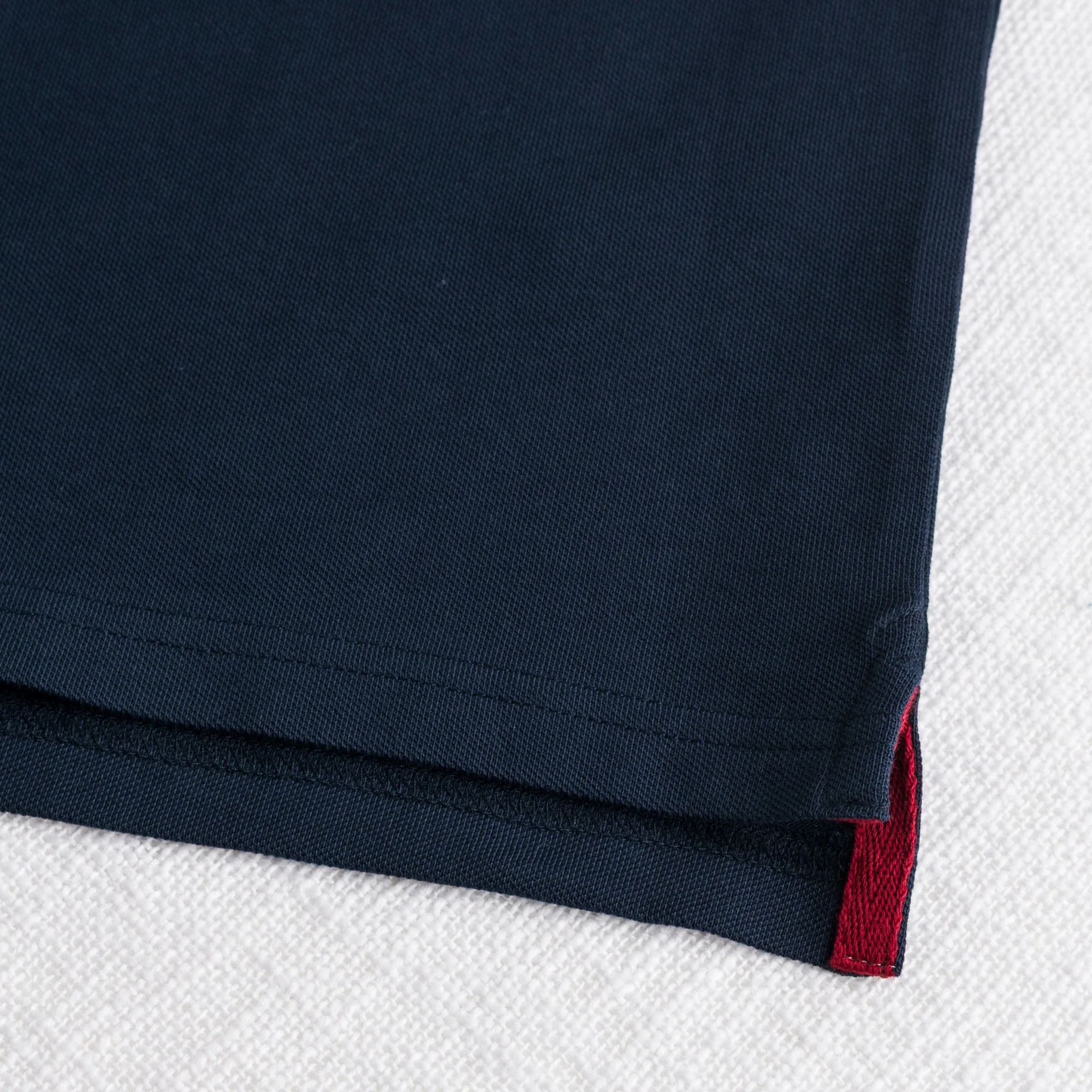 Polo cotone piquet stretch con righe bicolore - Navy Blue - Image 4