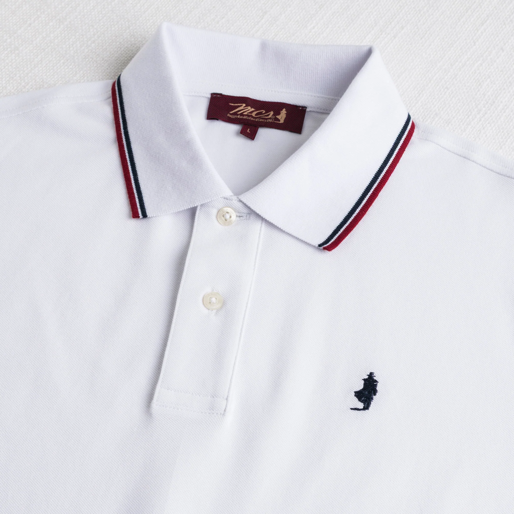 Polo cotone piquet stretch con righe bicolore - White - Image 3