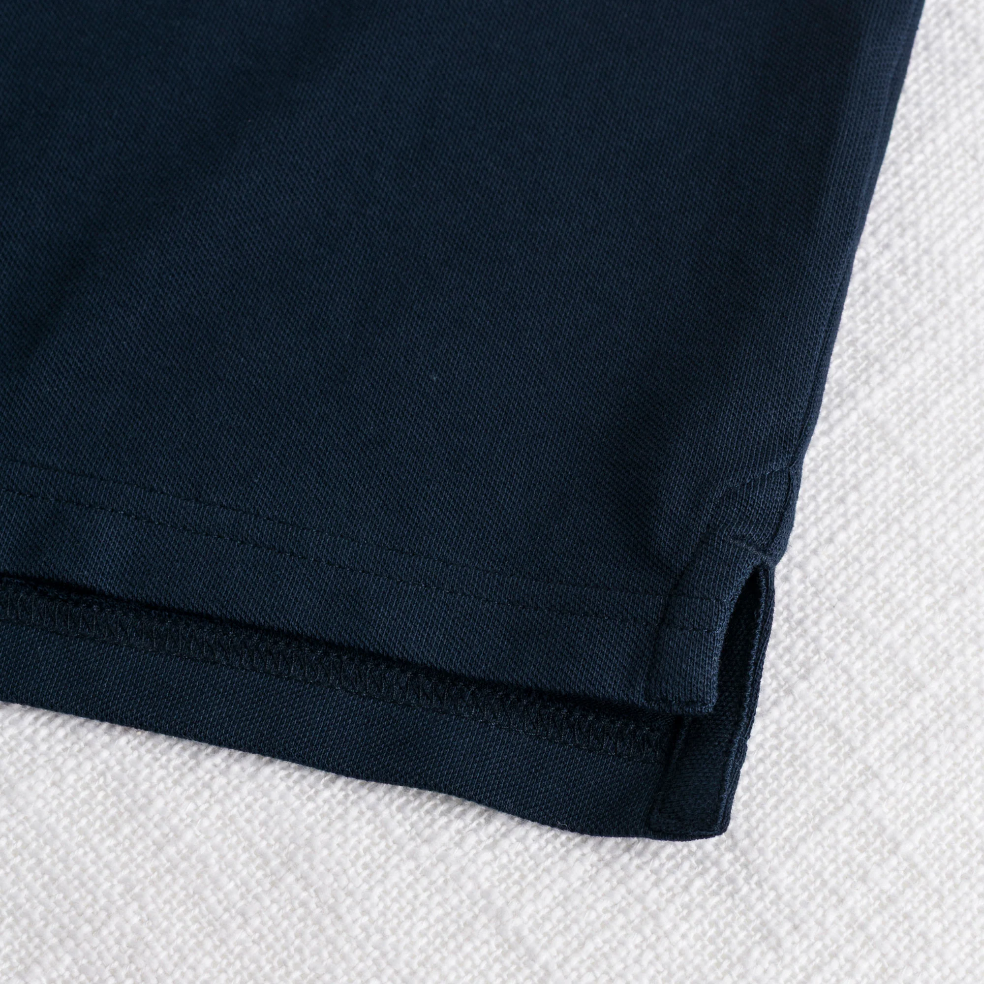 Polo cotone piquet stretch con zip - Navy Blue - Image 4