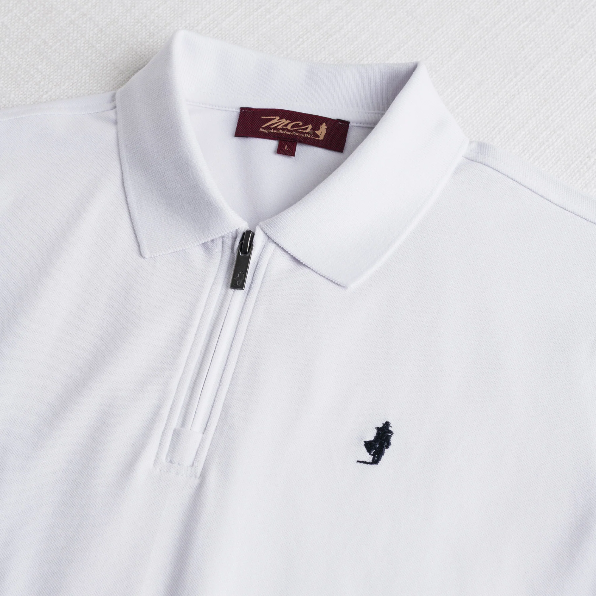 Polo cotone piquet stretch con zip - White - Image 3