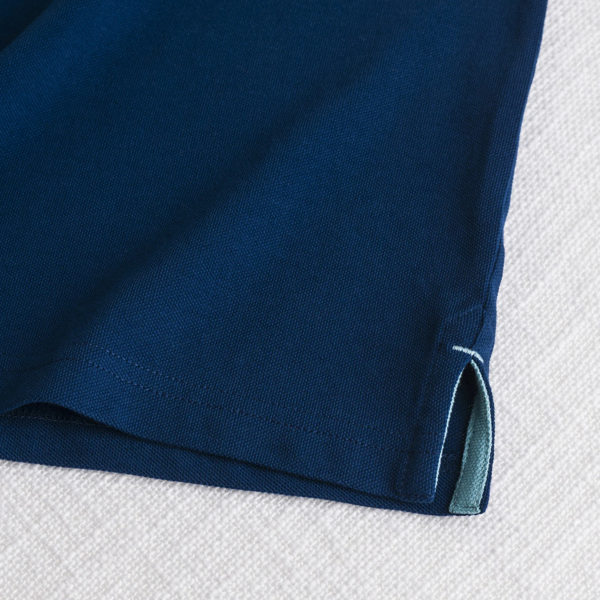 Polo cotone stretch piquet con collo jacquard - Deep Blue - Image 5