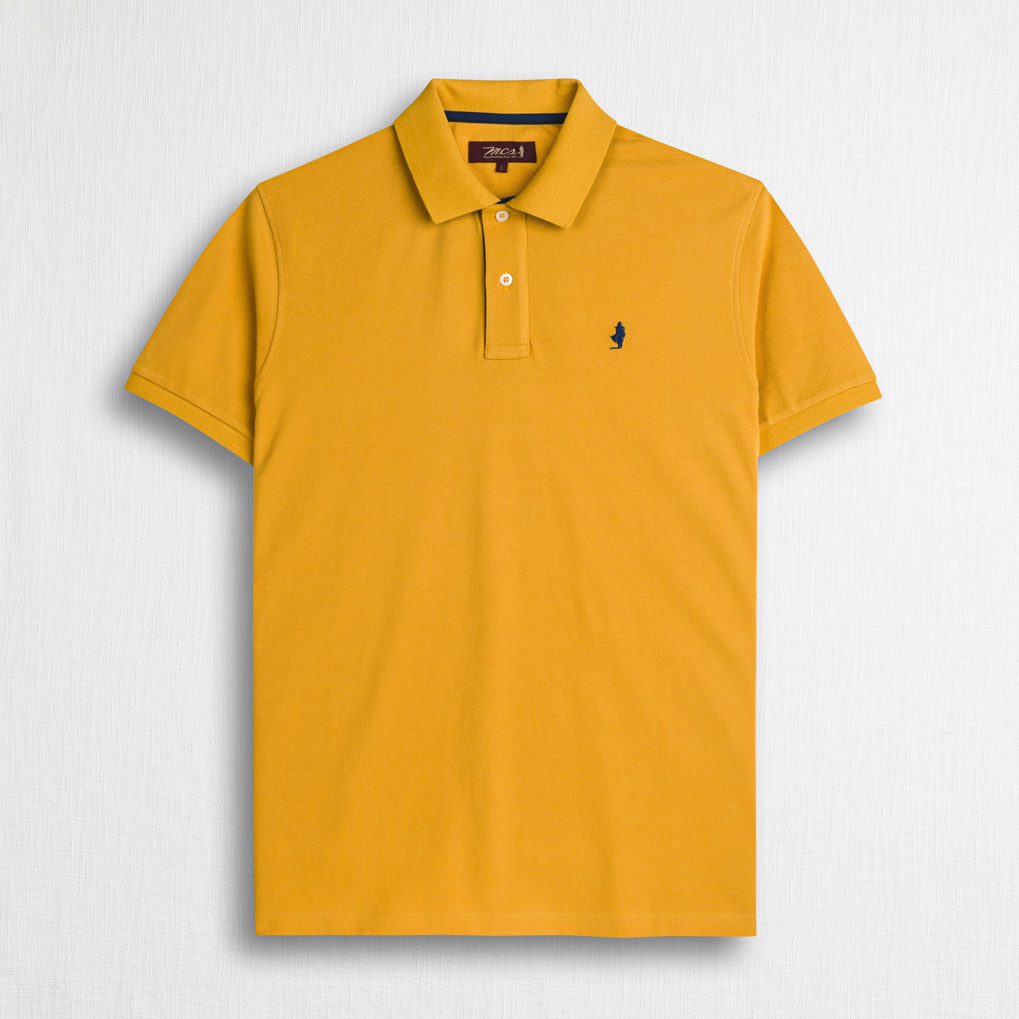 Polo cotone stretch piquet con collo jacquard - Gold Yellow