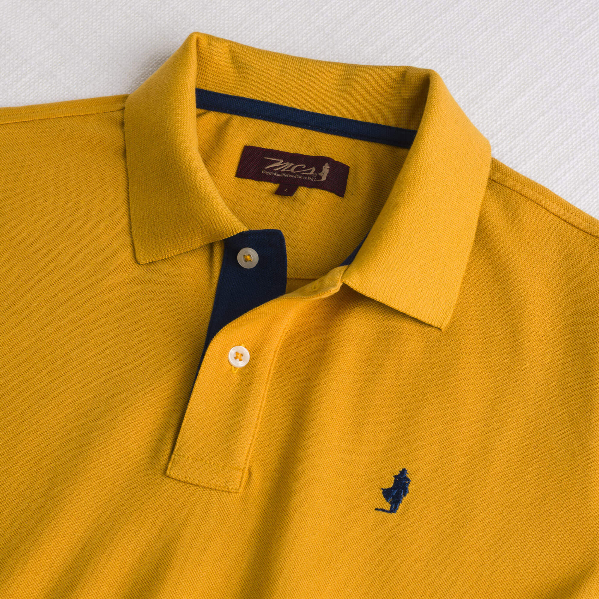 Polo cotone stretch piquet con collo jacquard - Gold Yellow - Image 4