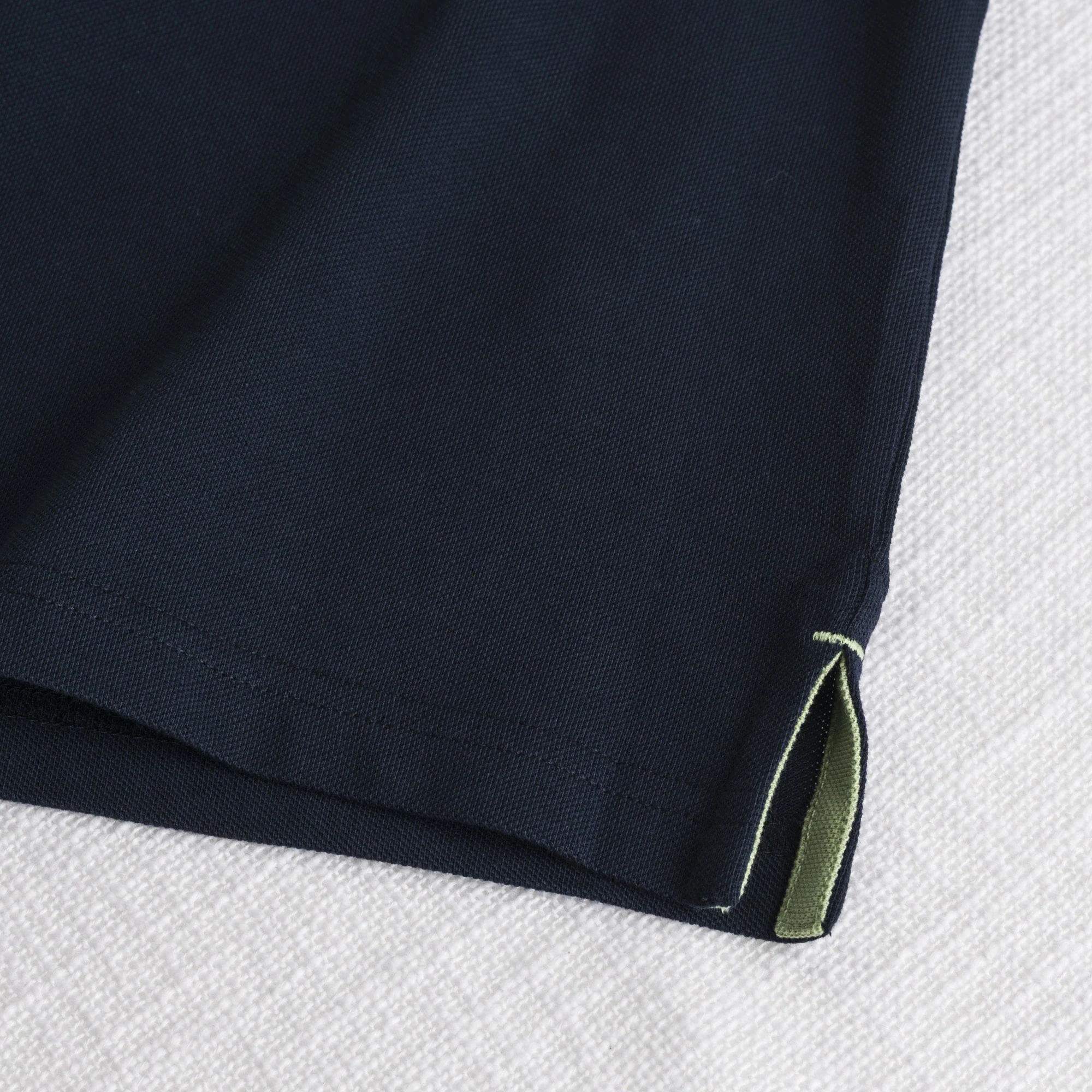 Polo cotone stretch piquet con collo jacquard - Navy Blue - Image 5