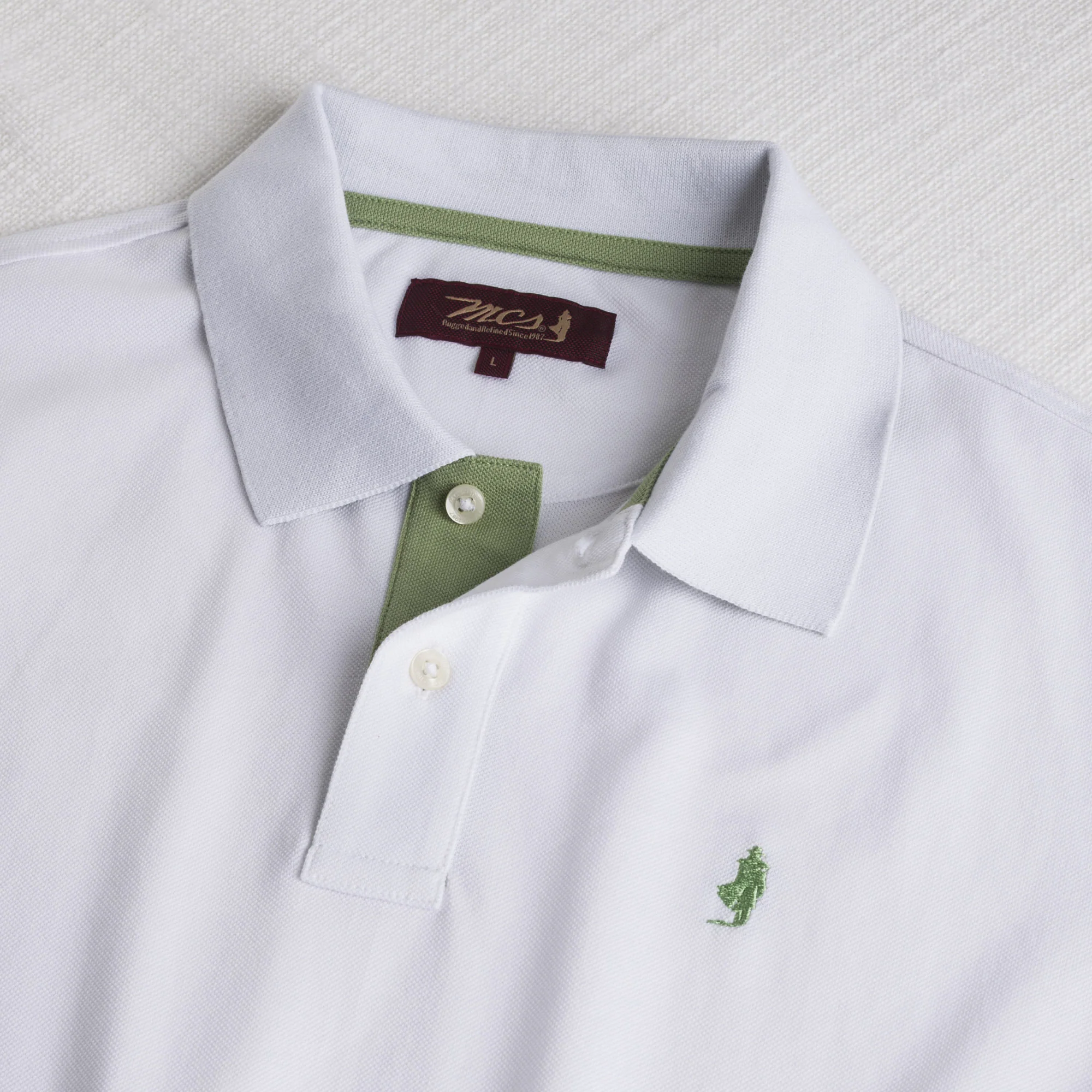 Polo cotone stretch piquet con collo jacquard - White - Image 4