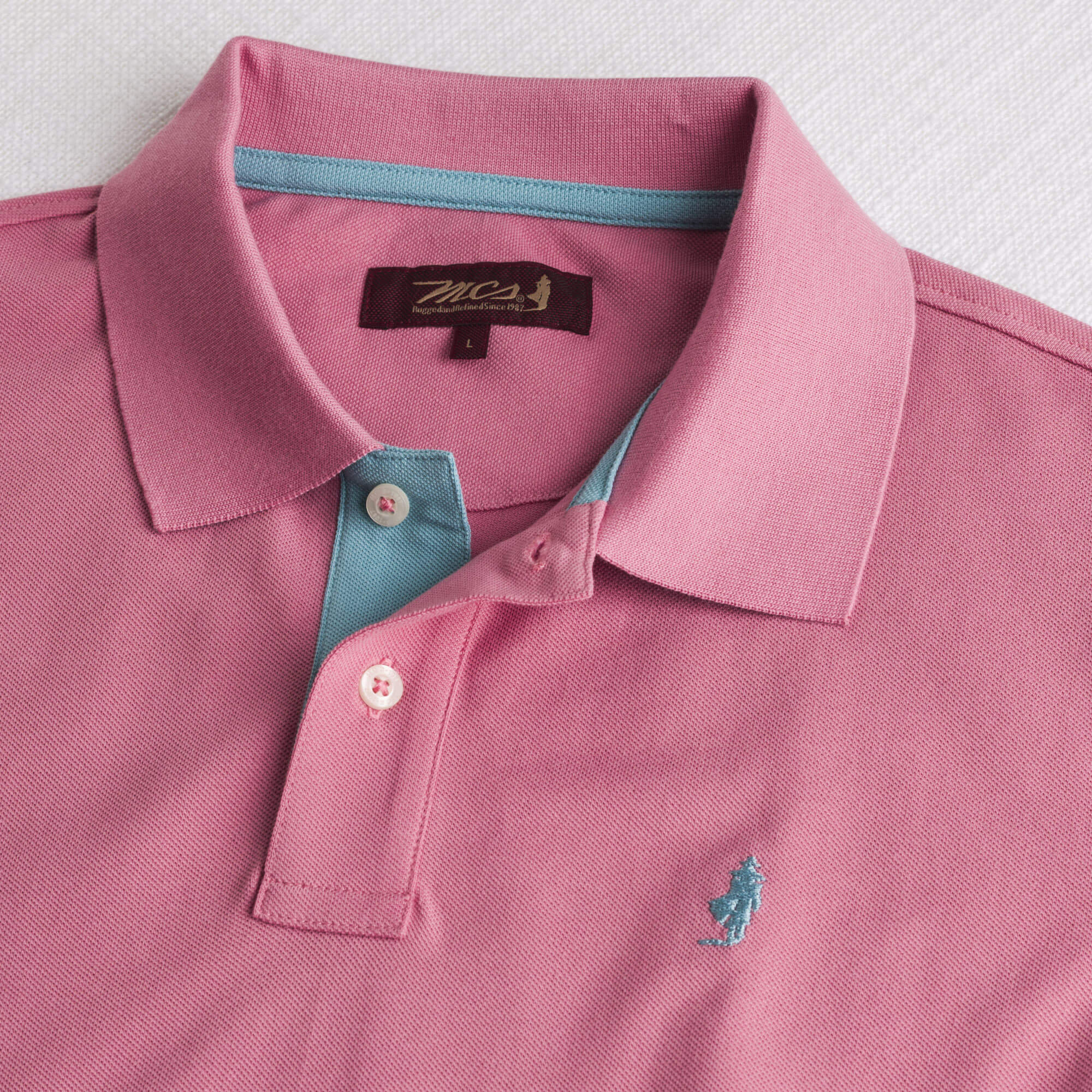 Polo cotone stretch piquet con collo jacquard - Wild Rose - Image 4