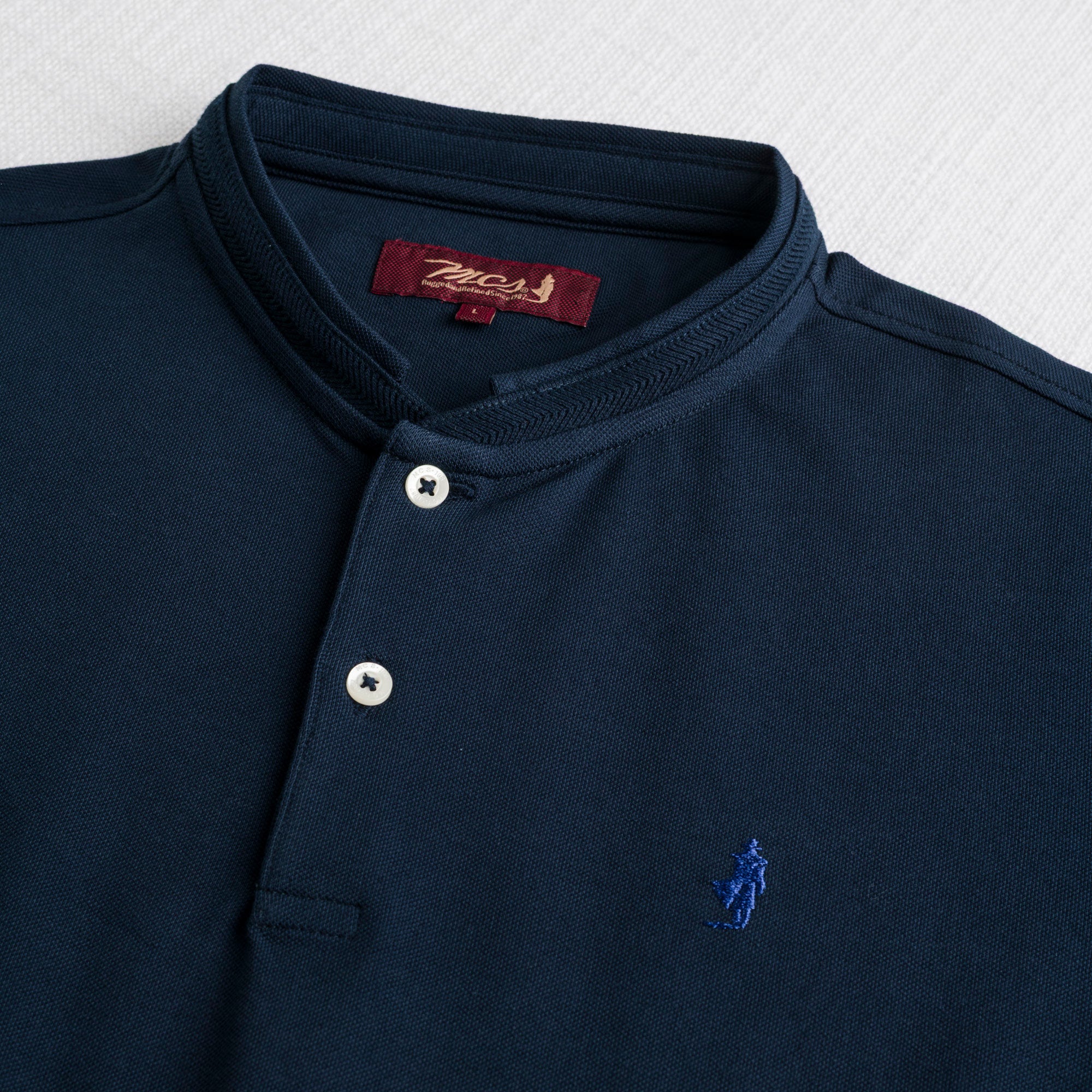 Polo cotone stretch piquet modello serafino - Navy Blue - Image 3