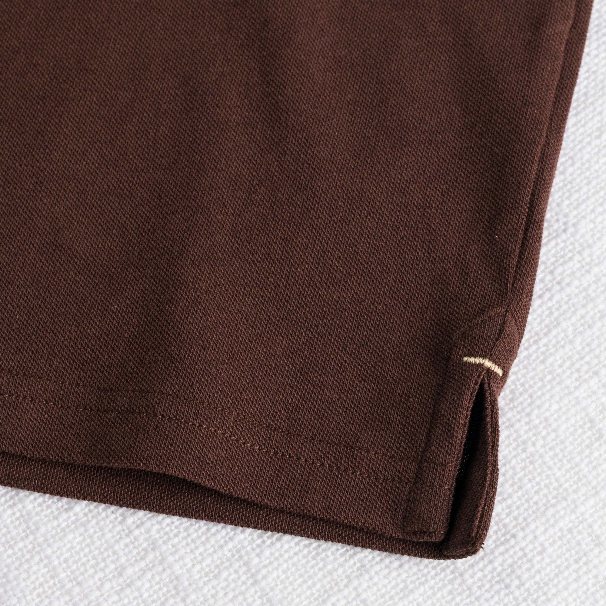Polo misto cotone e lino - Chocolate - Image 4