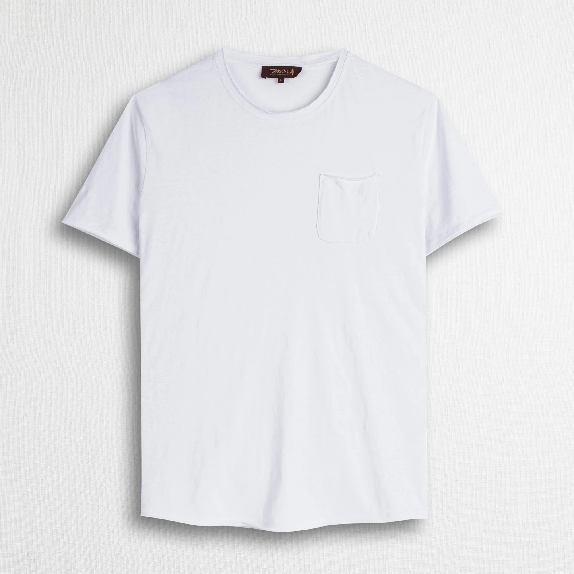 T-shirt 100% cotone fiammato con taschino - White