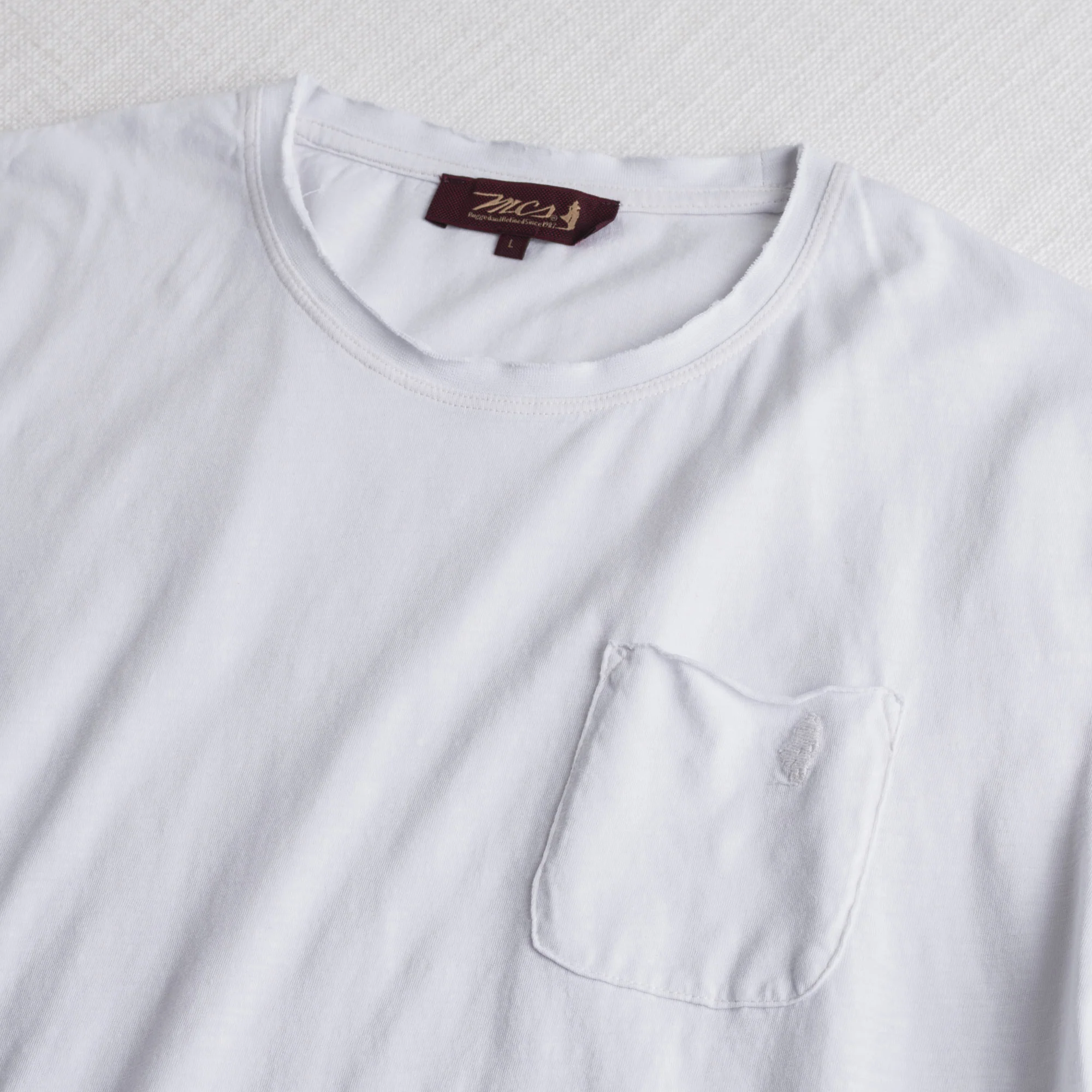 T-shirt 100% cotone fiammato con taschino - White - Image 3