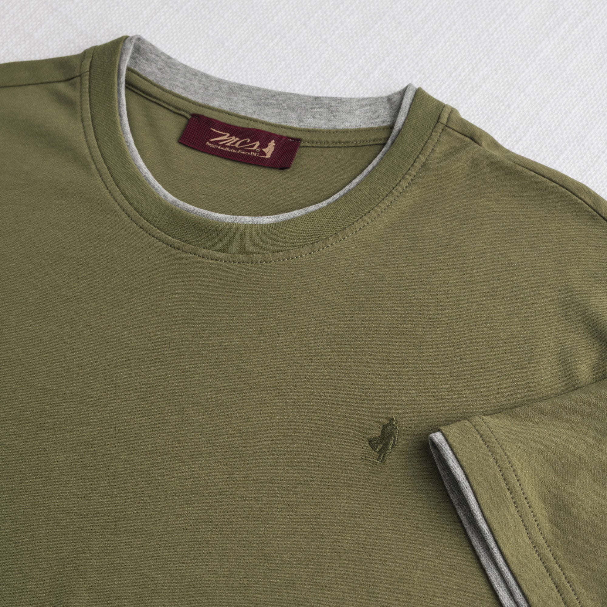T-shirt 100% cotone mercerizzato doppia costina - Dark Olive - Image 3