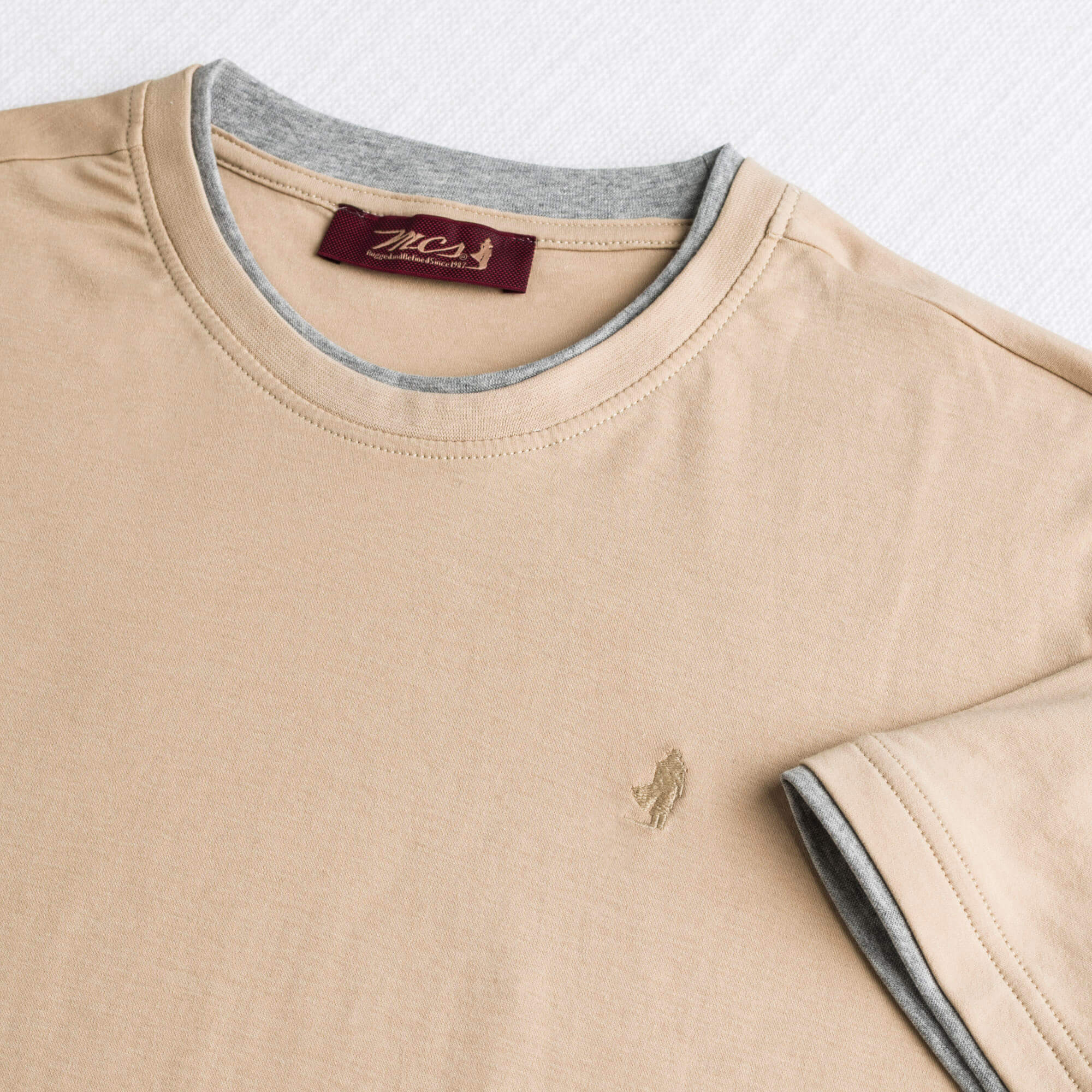 T-shirt 100% cotone mercerizzato doppia costina - Khaky - Image 3