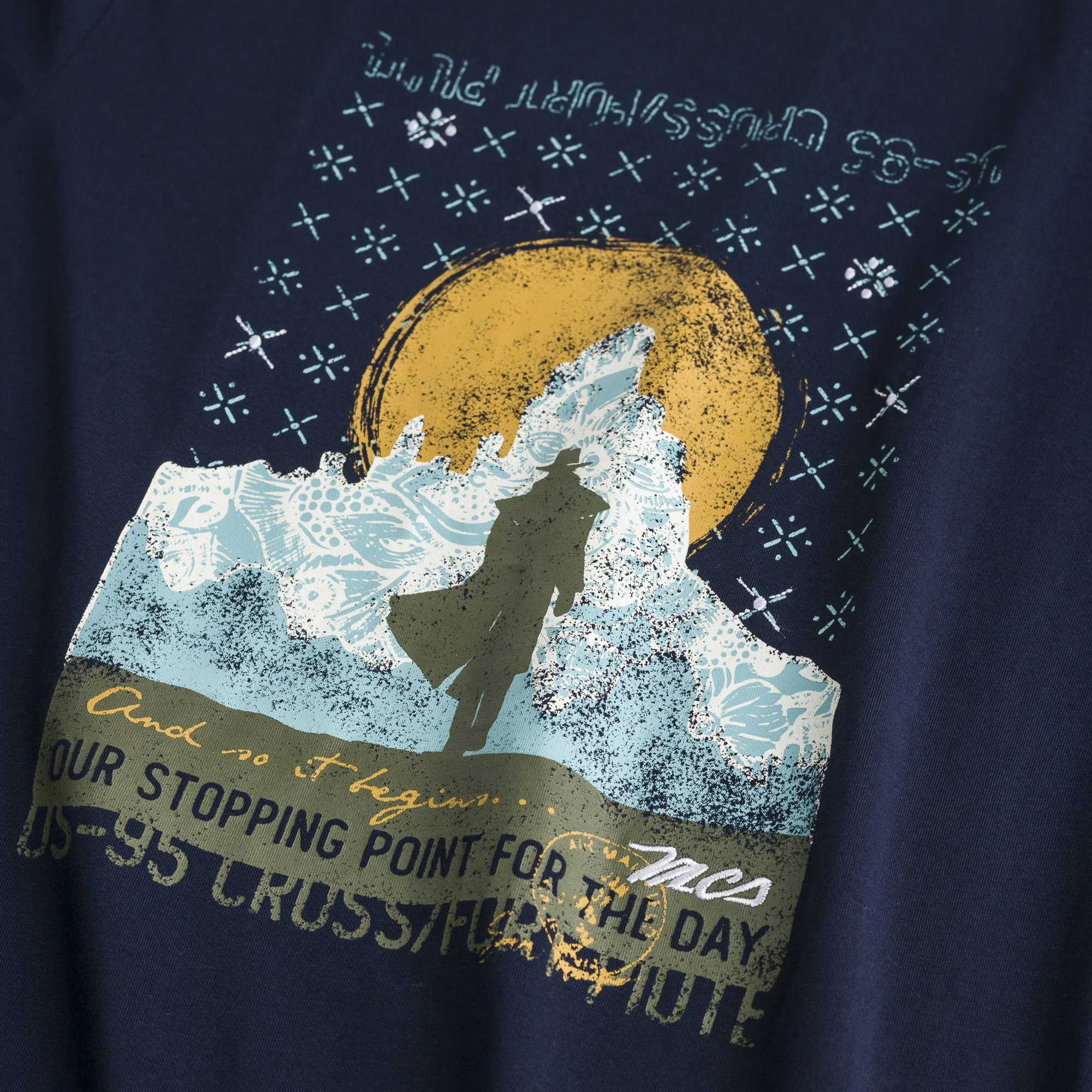 T-shirt in cotone con stampa frontale - Navy Blue - Image 3