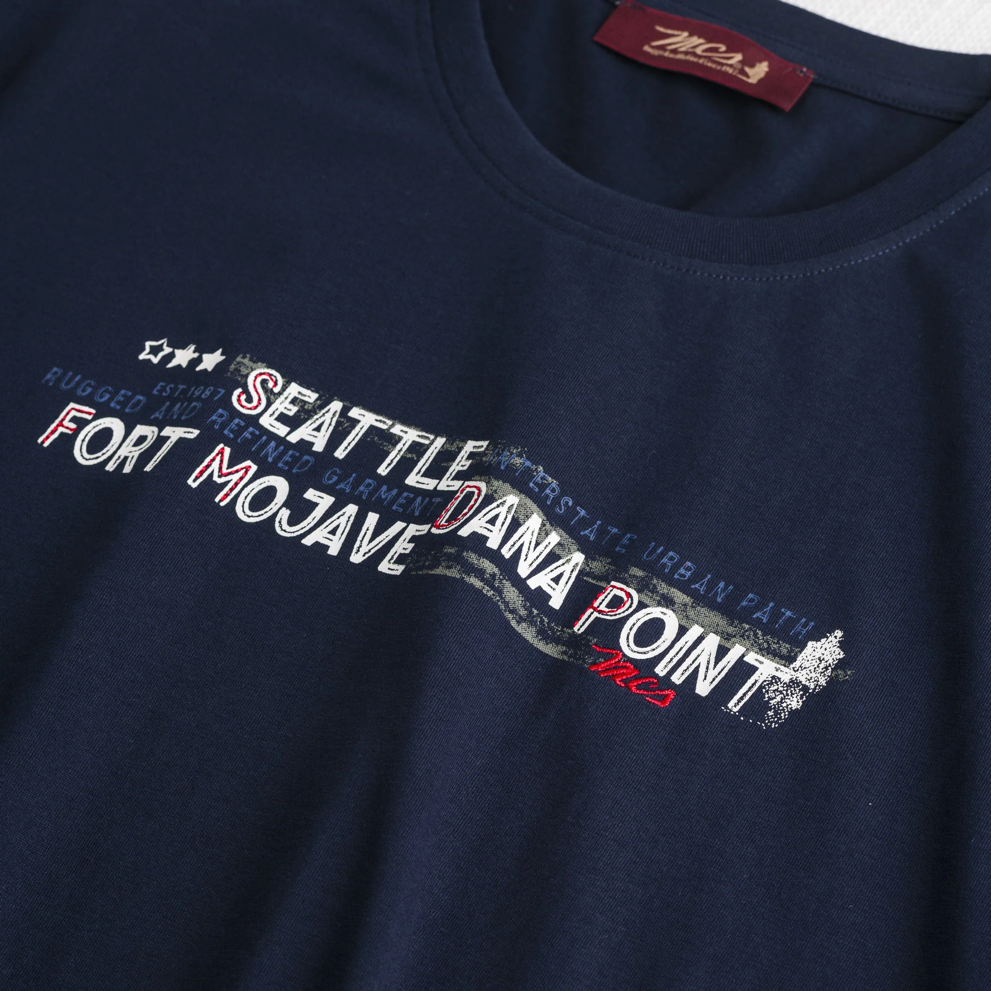 T-shirt 100% cotone con stampa grafica collezione - Navy Blue - Image 3