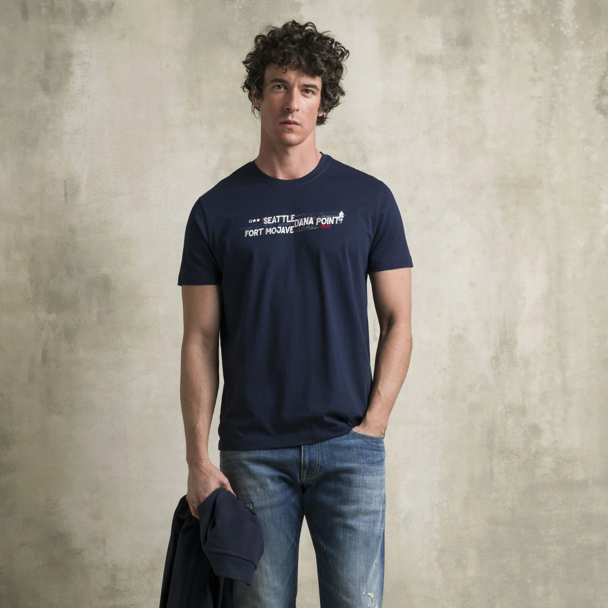 T-shirt 100% cotone con stampa grafica collezione - Navy Blue - Image 4