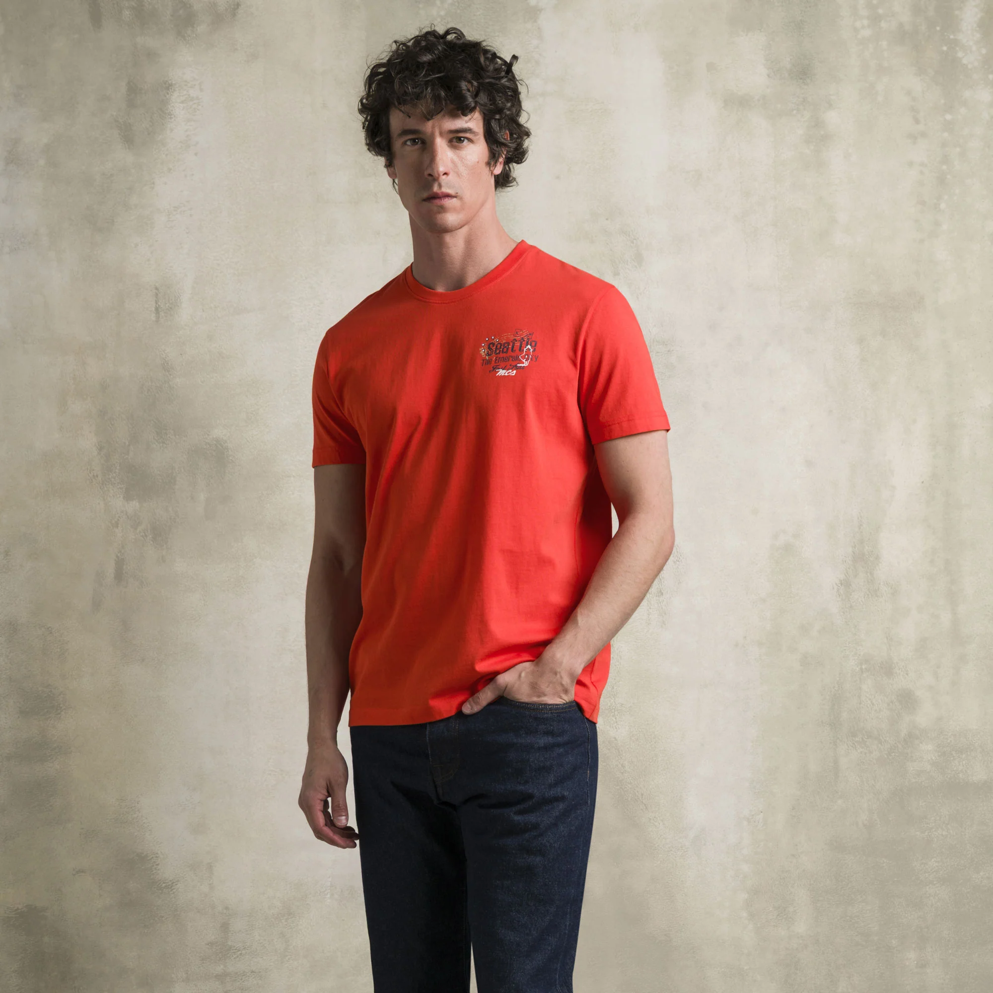 T-shirt 100% cotone Strike Wash con stampa punto cuore - Spice Orange - Image 4